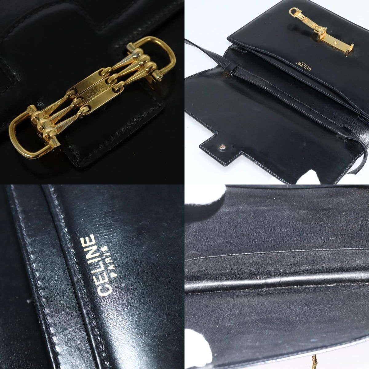 Celine CELINE Shoulder Bag Leather Black Gold Size ONE SIZE - 11 Thumbnail