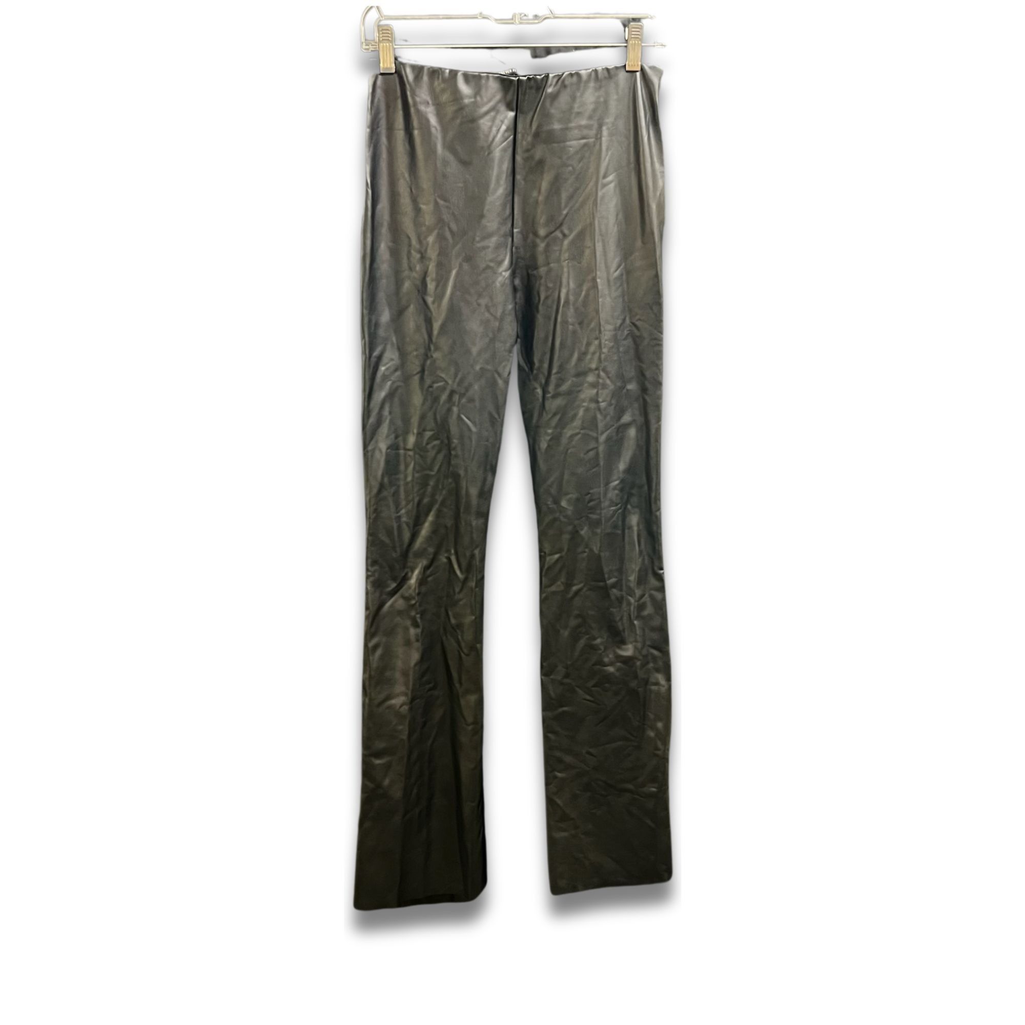 Forever 21 FOREVER 21 Black Faux Leather Straight-Leg Pants Size L Size 33" - 2 Thumbnail