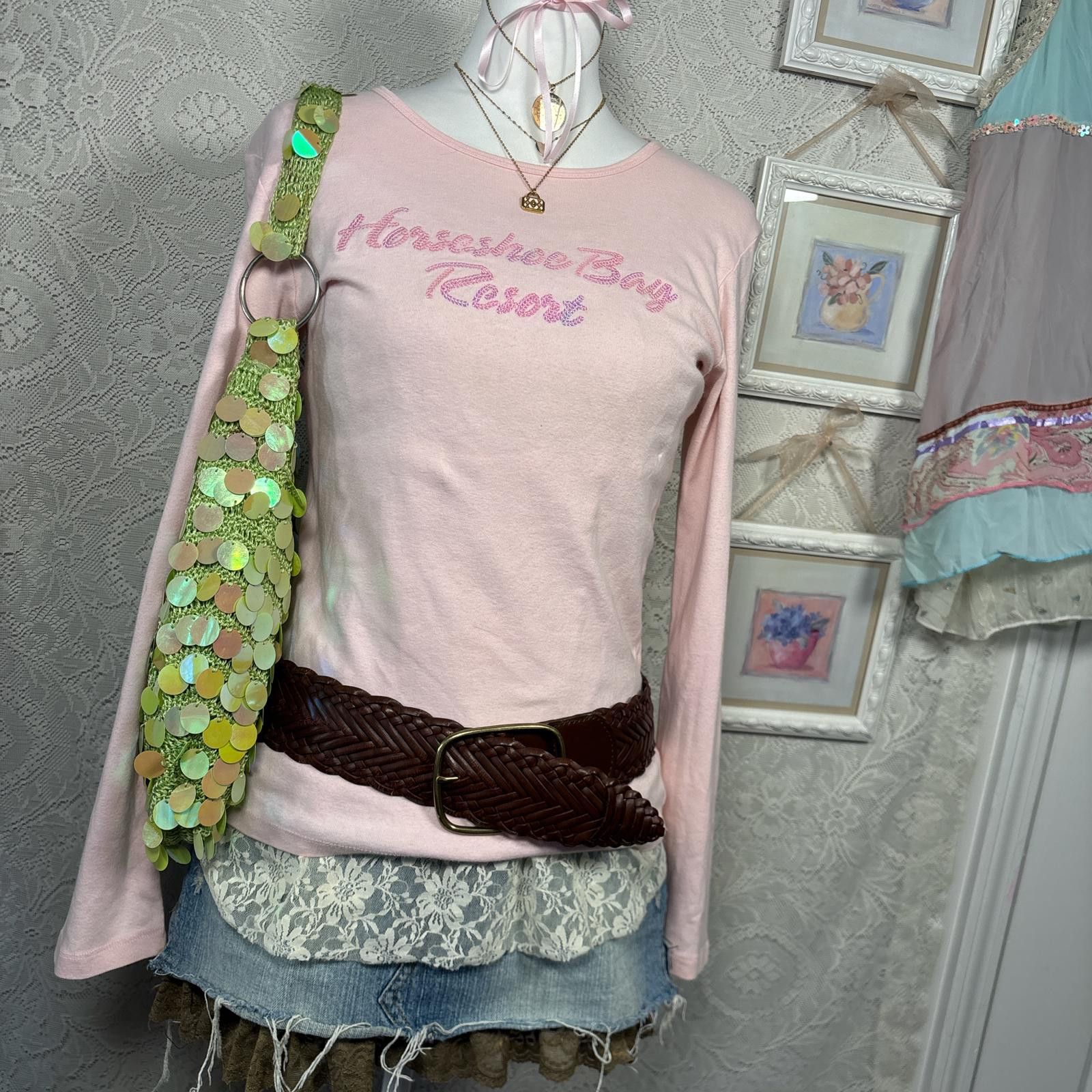 Other vintage sequin long sleeve coquette pink top Size XL / US 12-14 / IT 48-50 - 2 Thumbnail