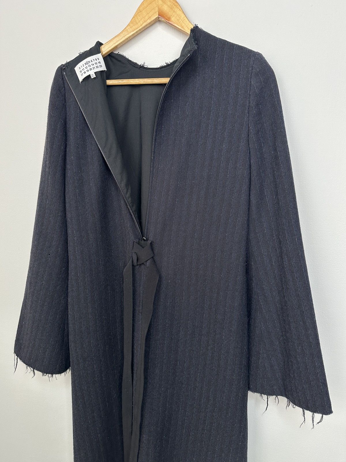 Maison Margiela FW17 Maison Margiela Navy Pinstripe Wool Dress Frayed Detail Size XS / US 0-2 / IT 36-38 - 3 Thumbnail