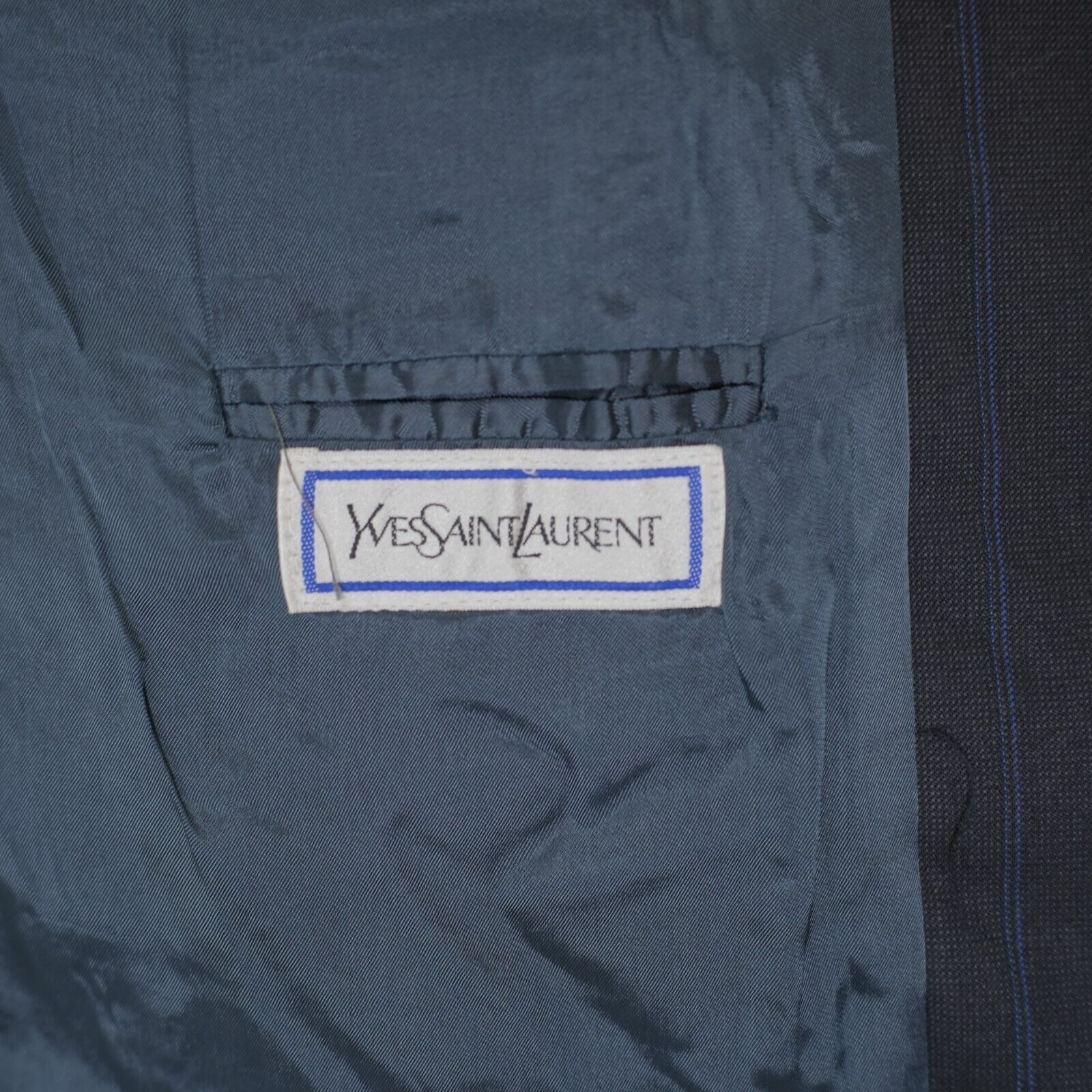 Yves Saint Laurent Yves Saint Laurent Wool Blue Check Striped 2 Button Suit Jac Size 42R - 9 Thumbnail