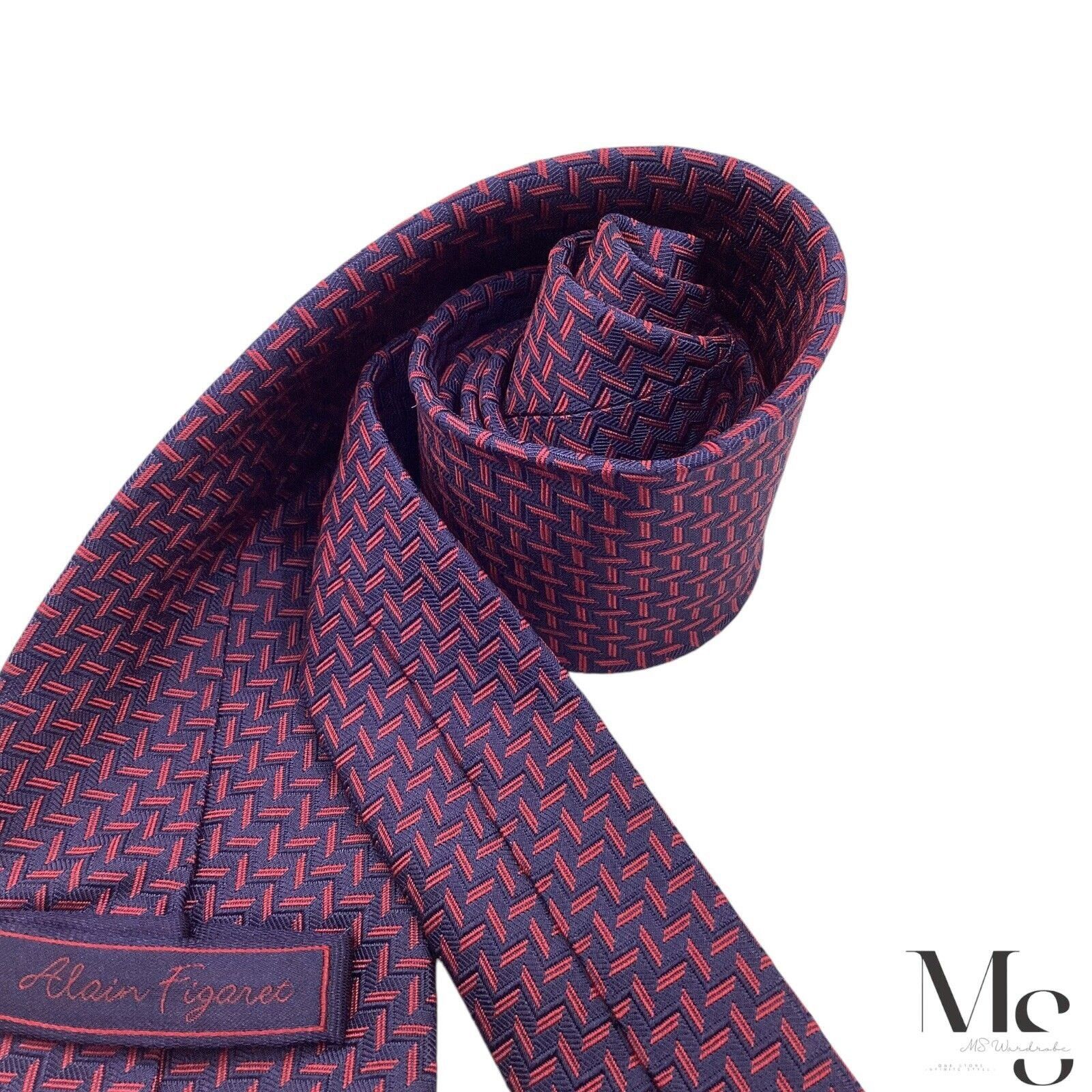 Figaret ALAIN FIGARET Purple Geometric Silk Tie Hand Made In Italy W Size ONE SIZE - 4 Thumbnail