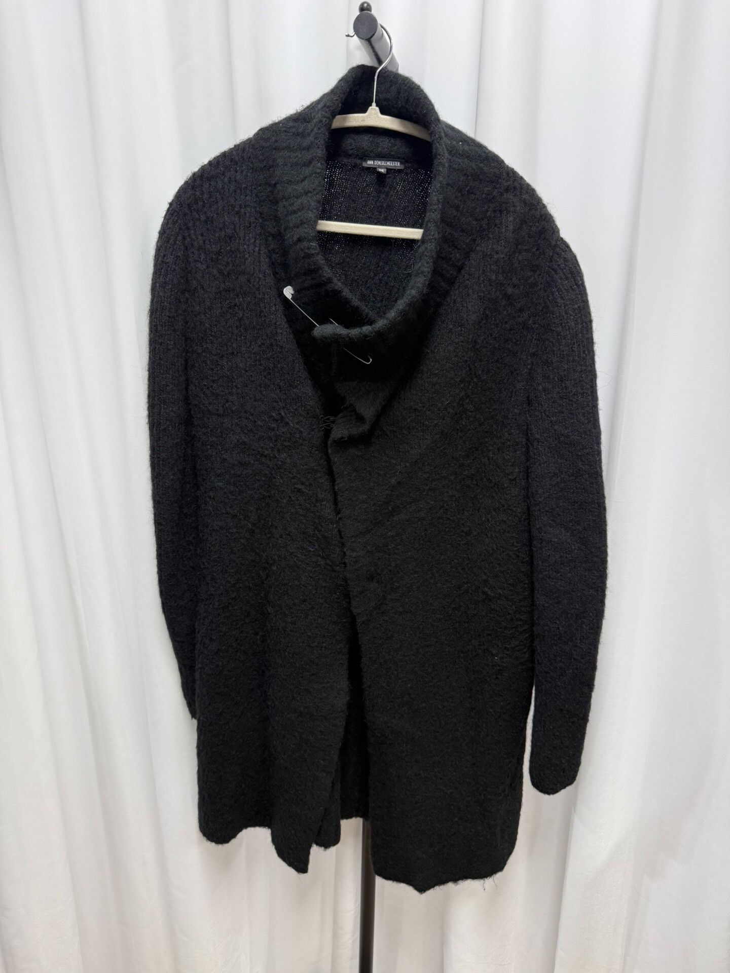 Ann Demeulemeester Black Wool Blend Scarf Collar Coat Size US S / EU 44-46 / 1 - 1 Thumbnail