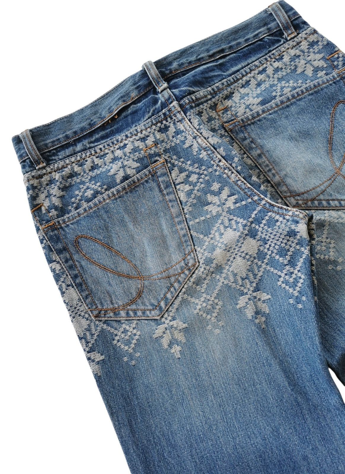 Iroquois Japan Japanese Brand Iroquois Slim Jeans Damask Pattern - 30x43 Size US 30 / EU 46 - 5 Thumbnail