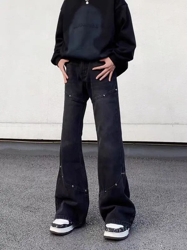 VIBE Street hip-hop spliced studded baggy micro jeans Size US 30 / EU 46 - 6 Thumbnail