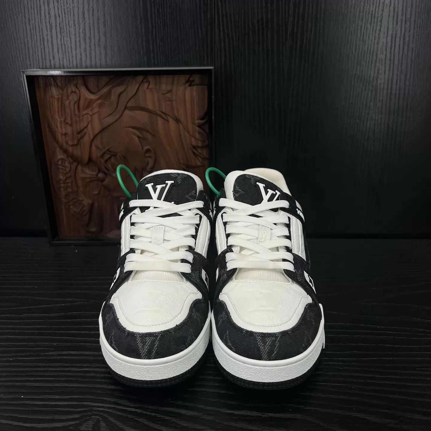 Louis Vuitton LV 25 Trainer Black White Denim 37.5 Worn Box & Acc Size US 7 / IT 37 - 5 Thumbnail