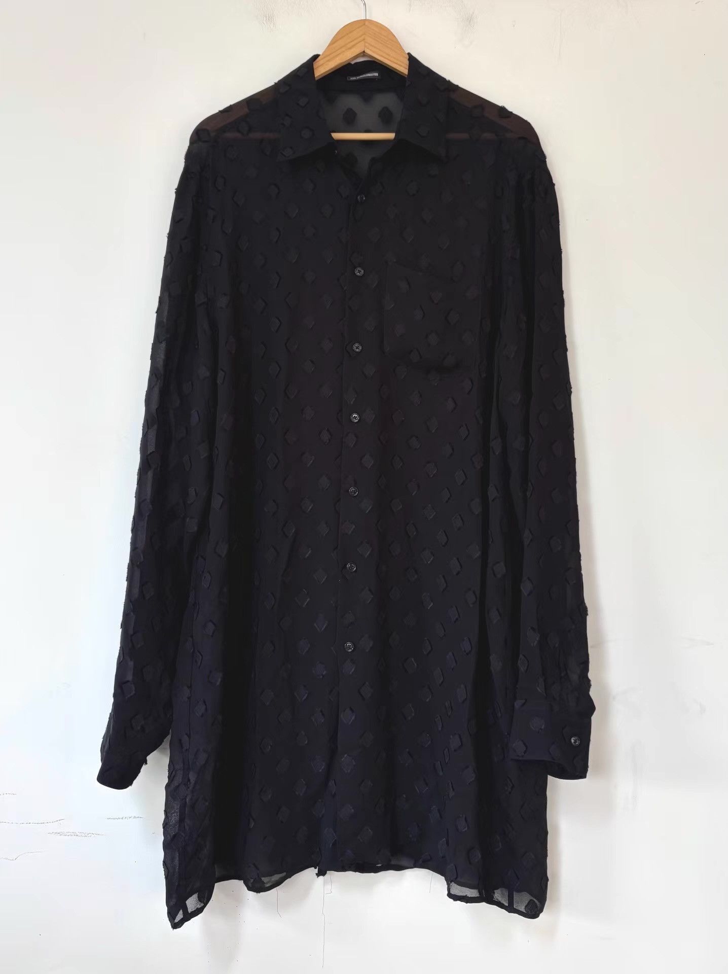 Ann Demeulemeester Black Diamond Pattern Long Sleeve Button-Up Shirt Size US M / EU 48-50 / 2 - 1 Thumbnail