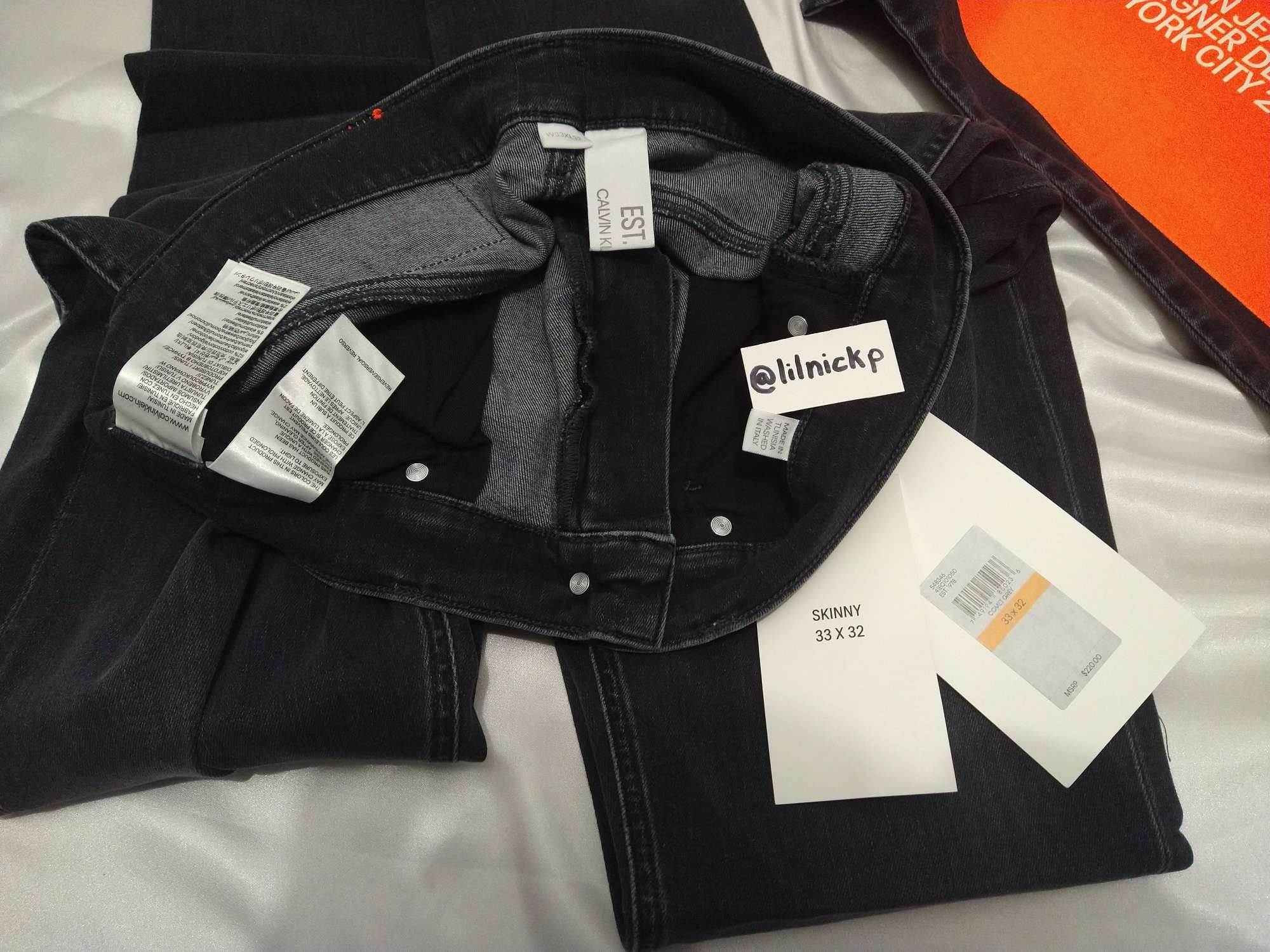 Calvin Klein 205W39NYC EST. 1978 Skinny Leg Comet Grey Jeans Size US 33 - 4 Thumbnail