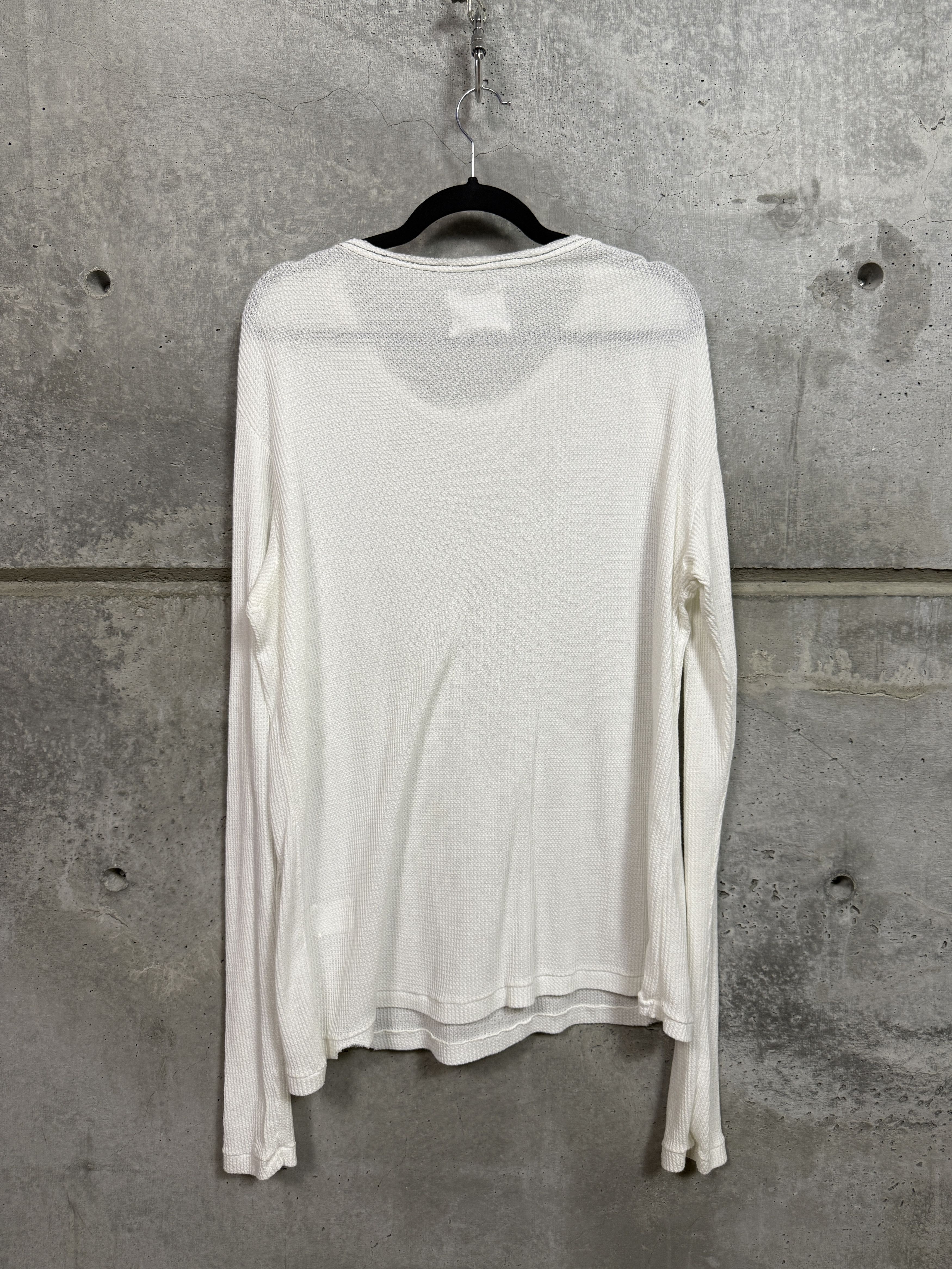 Greg Lauren Greg Lauren White Thermal Long Sleeve Wrecked Tee Size US XL / EU 56 / 4 - 2 Thumbnail