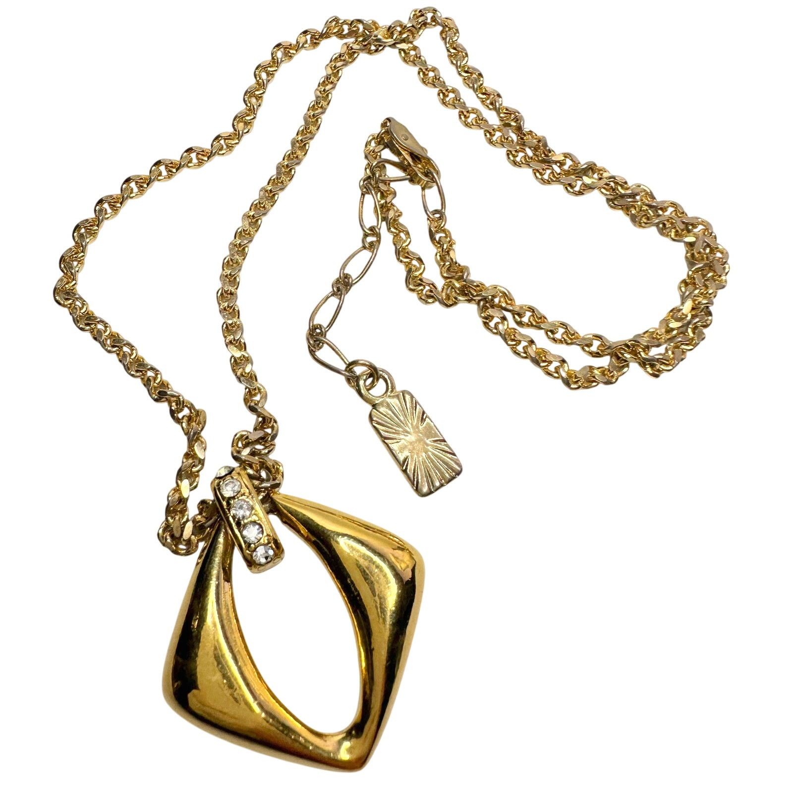 Yves Saint Laurent Yves Saint Laurent (YSL) Gold-Plated Necklace w Rhinestones Size ONE SIZE - 3 Thumbnail
