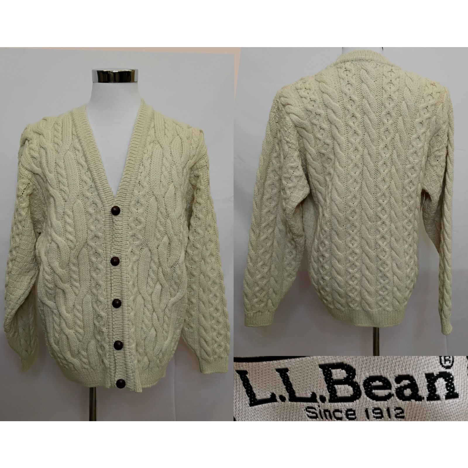 L.L. Bean L.L. Bean Fisherman Aran Sweater Men's L Wool Cableknit Size US L / EU 52-54 / 3 - 1 Thumbnail