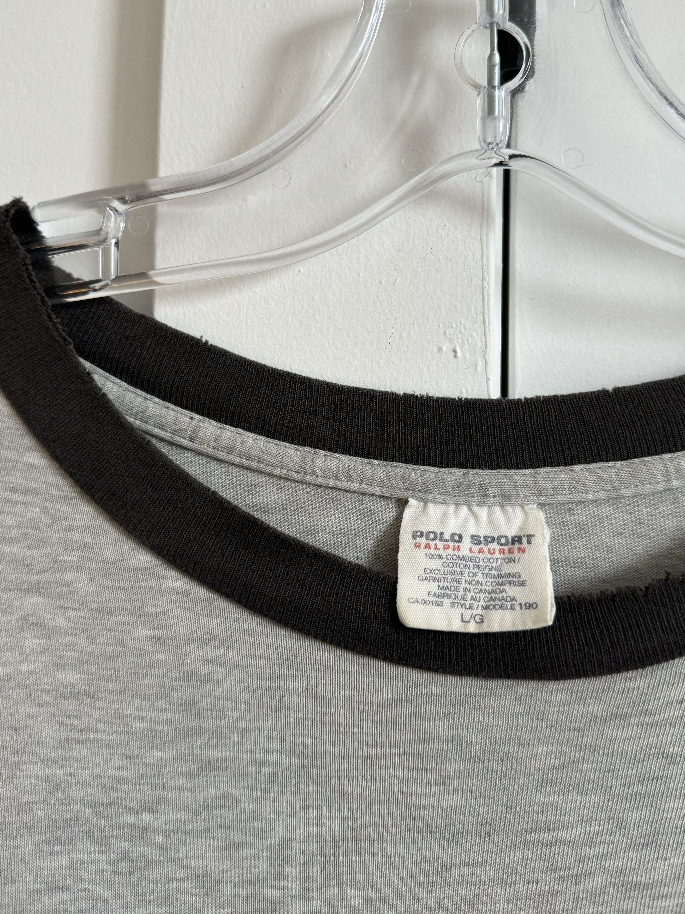 Polo Ralph Lauren Distressed Vintage Polo Ralph Lauren Grey Flag T-shirt Size US L / EU 52-54 / 3 - 4 Thumbnail