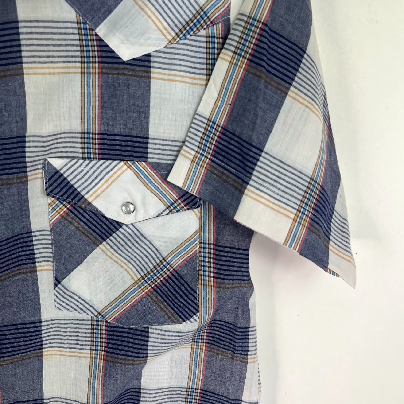 Vintage VINTAGE Chute Shirt Plaid Pearl Snap Western Short Sleeve Mens M Blue Size US M / EU 48-50 / 2 - 2 Thumbnail
