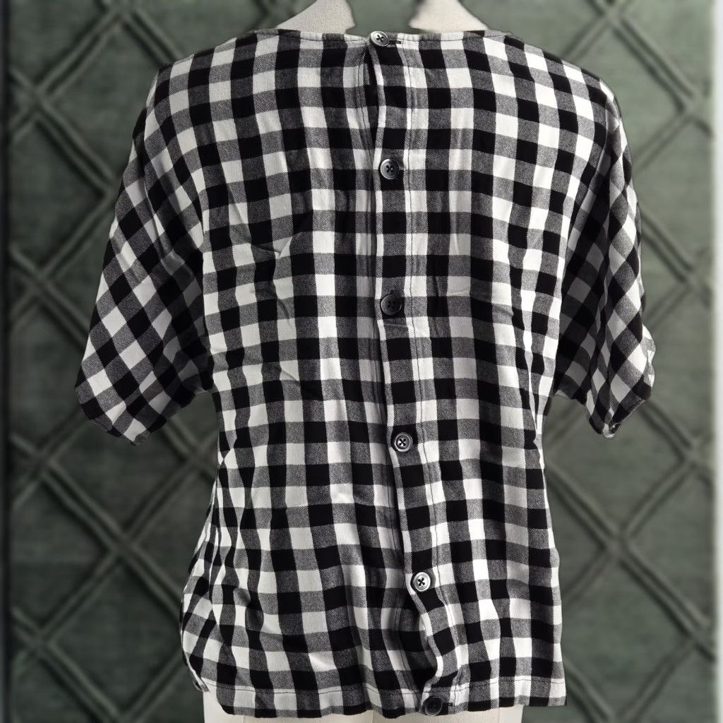 Madewell Madewell Blouse Womens M Black Gingham Tie Front Button Back Relaxed Lightweight Size M / US 6-8 / IT 42-44 - 1 Thumbnail