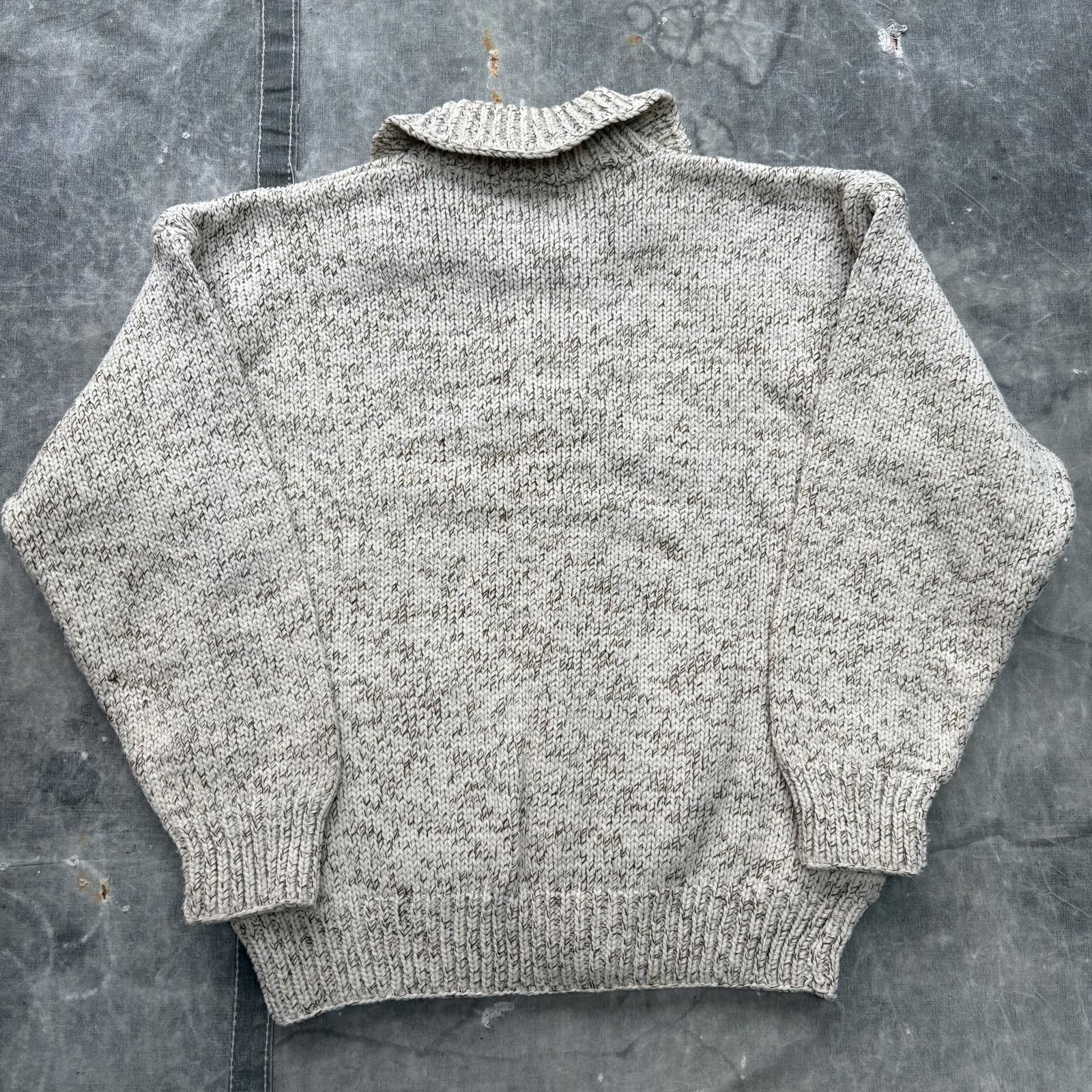 Vintage Vintage 80s Cream Tweed Chunky Hand Knit Sweater Cardigan Size US L / EU 52-54 / 3 - 4 Thumbnail