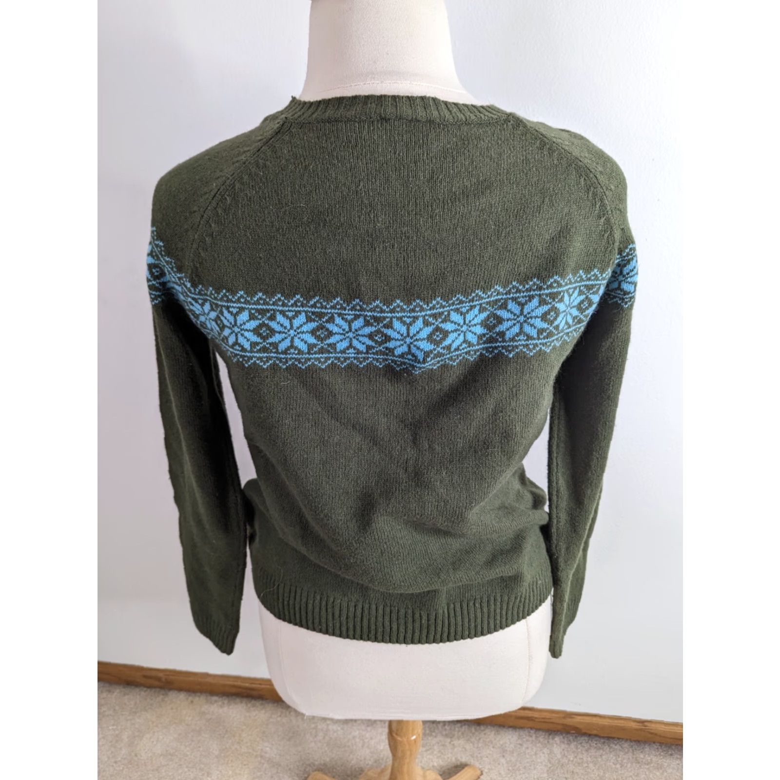 Vintage VINTAGE Columbia Sweater Women Raglan Fair Isle Large Green Blue Cotton Angora S11 Size L / US 10 / IT 46 - 3 Thumbnail