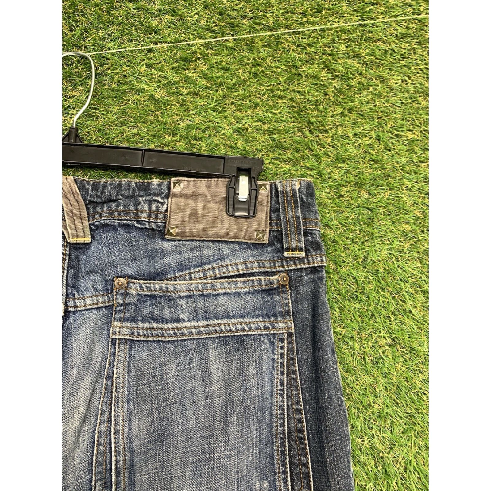 Bershka Berhska Jeans Mens 33x34 Skater Y2K Dark Wash Grunge Punk JNCO Whisker Fade 90s Size 24" / US 00 / IT 34 - 5 Thumbnail
