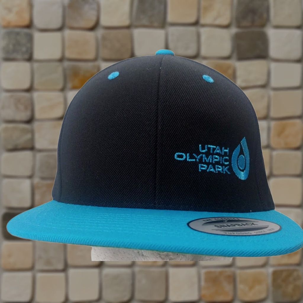 Vintage Yupoong Hat Flat Cap Black Blue Wool/Acrylic Blend Adjustable Embroidered Utah Olympic Park Classic Ski USA Olympics Winter Sports Men One Size Size US M / EU 48-50 / 2 - 1 Thumbnail