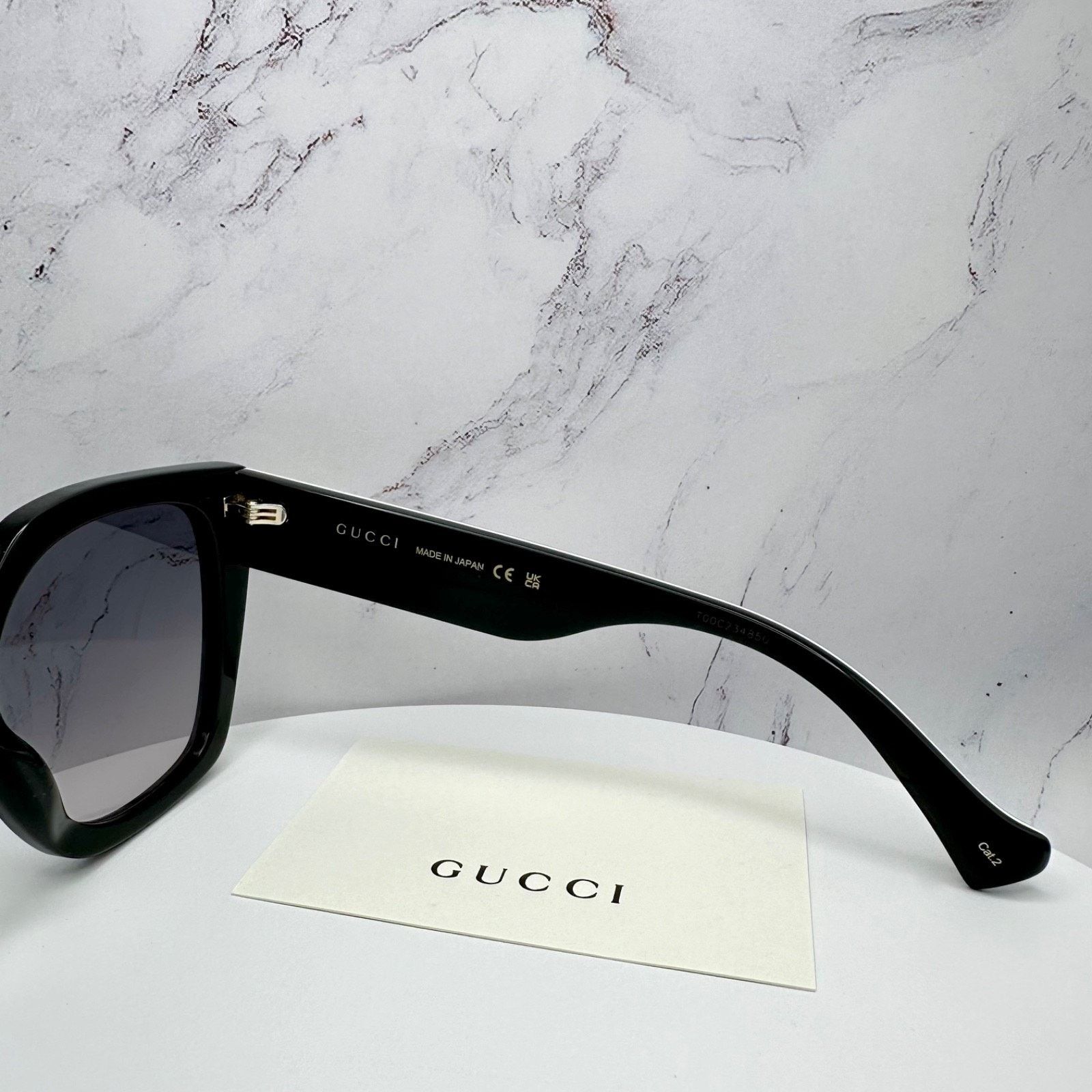 Gucci New GUCCI Sunglasses Black Square Gold Metal GG Web Arms Size ONE SIZE - 12 Thumbnail