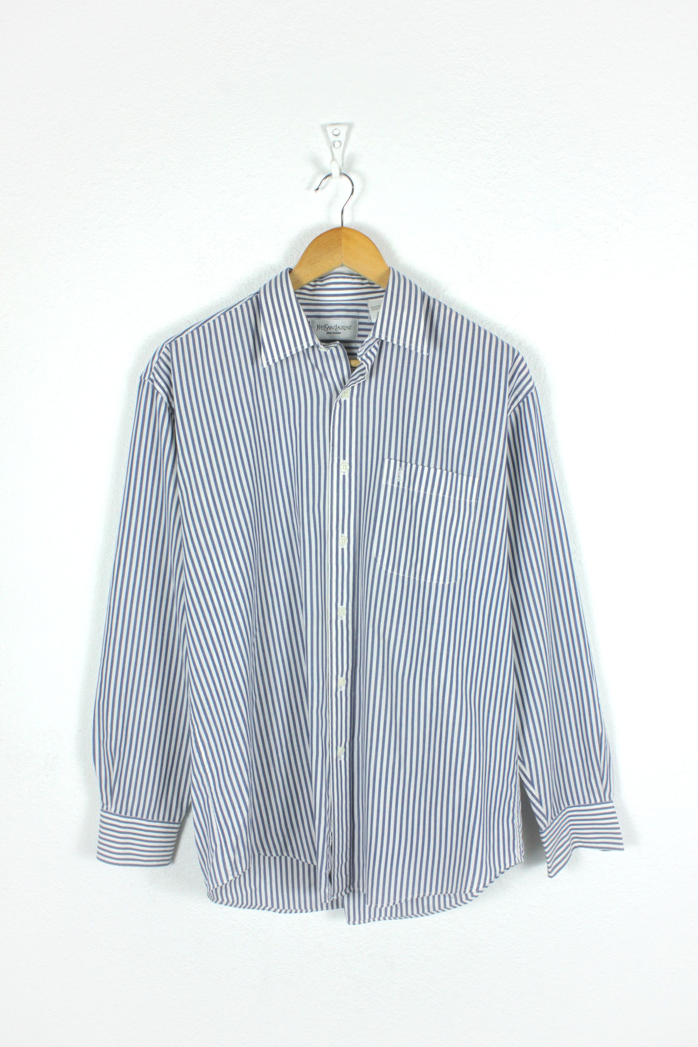 Vintage × Yves Saint Laurent Yves Saint Laurent Striped Shirt Size 39 Size US L / EU 52-54 / 3 - 1 Thumbnail