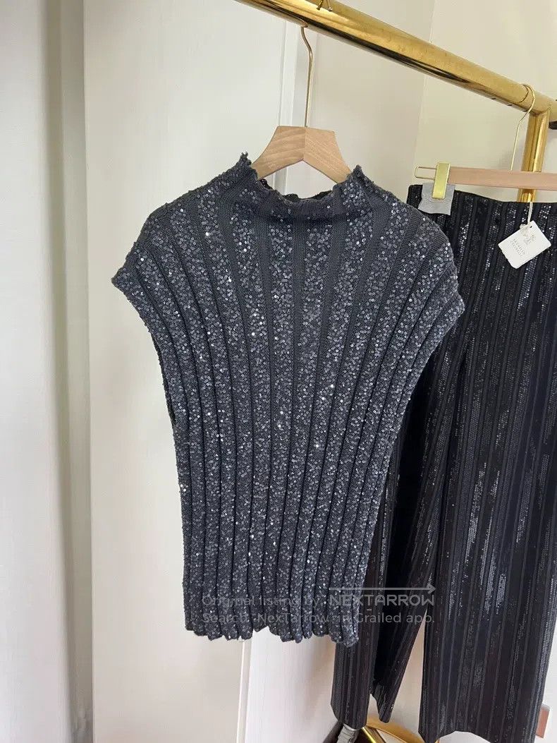 Brunello Cucinelli Brunello Cucinelli Sequin Short Sleeve Size M / US 6-8 / IT 42-44 - 3 Thumbnail