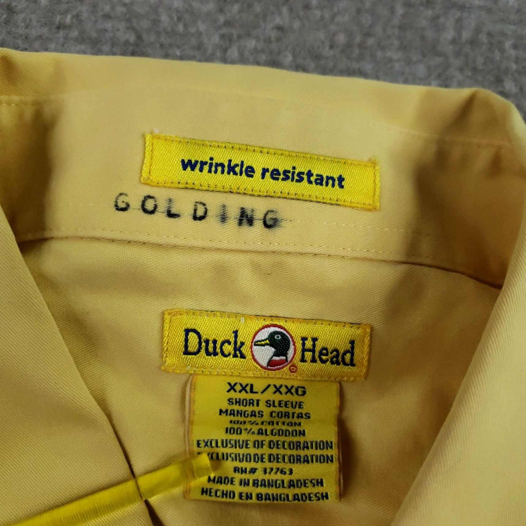 Vintage Duck Head Shirt Mens XXL Yellow Short Sleeve Button Front Wrinkle Resistant Logo Size US XXL / EU 58 / 5 - 5 Thumbnail