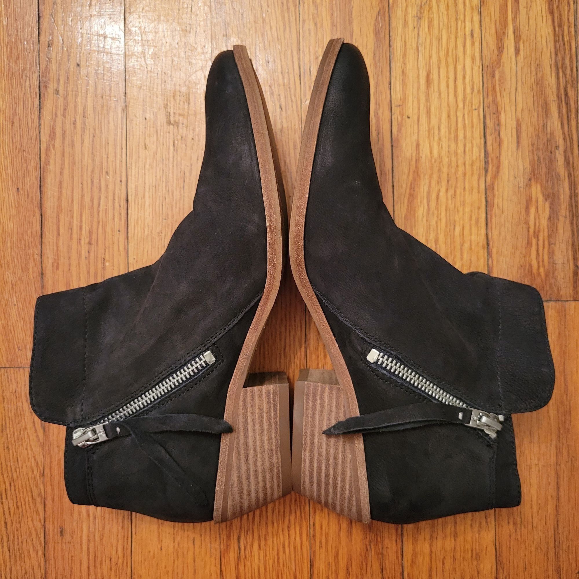 Sam Edelman Sam Edelman 8.5 Black Leather Booties Ankle Boots Stacked He Size US 8.5 / IT 38.5 - 9 Thumbnail