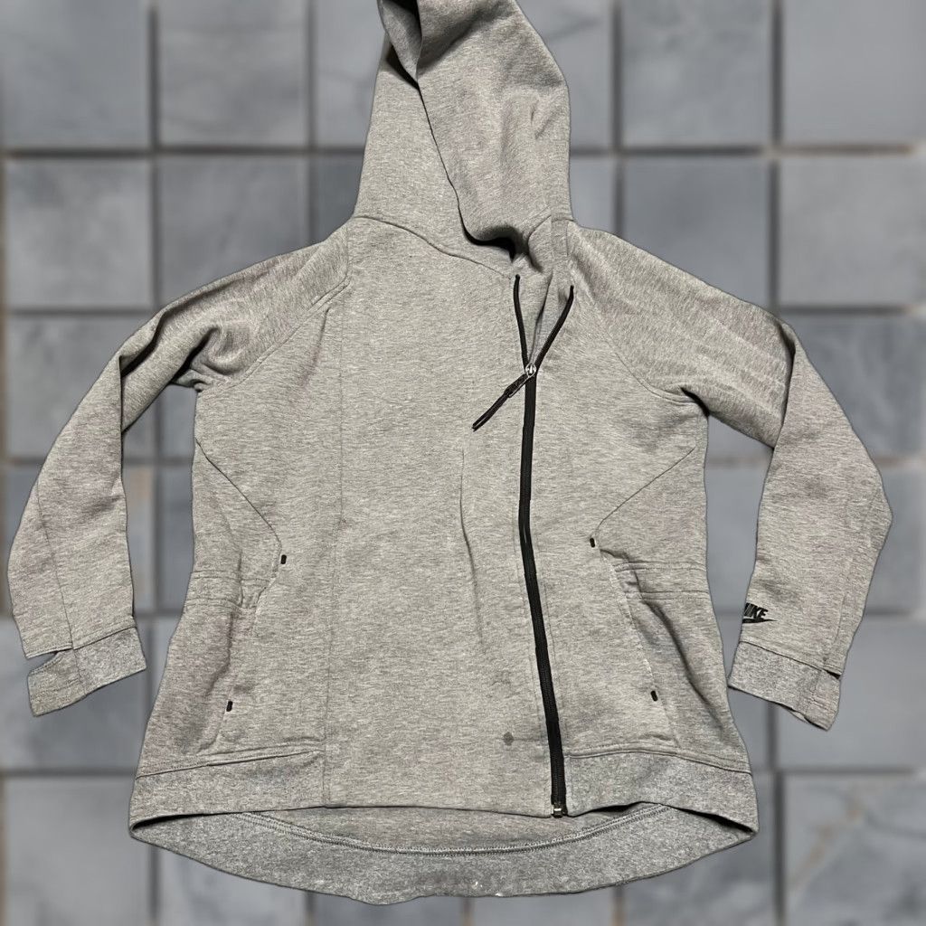 Nike Nike Tech Fleece Hoodie Womens Medium Gray Asymetrical Full Zip Jacket 684928 Staining Size M / US 6-8 / IT 42-44 - 1 Thumbnail