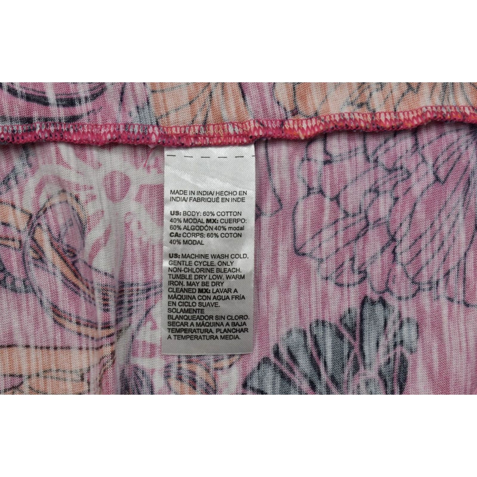Vintage Chico's Women's Pink Floral Puff Sleeve Top XL Knit Blouse Crew Neck 3/4 Sleeve Cotton Modal Casual Summer Spring Size XL / US 12-14 / IT 48-50 - 4 Thumbnail