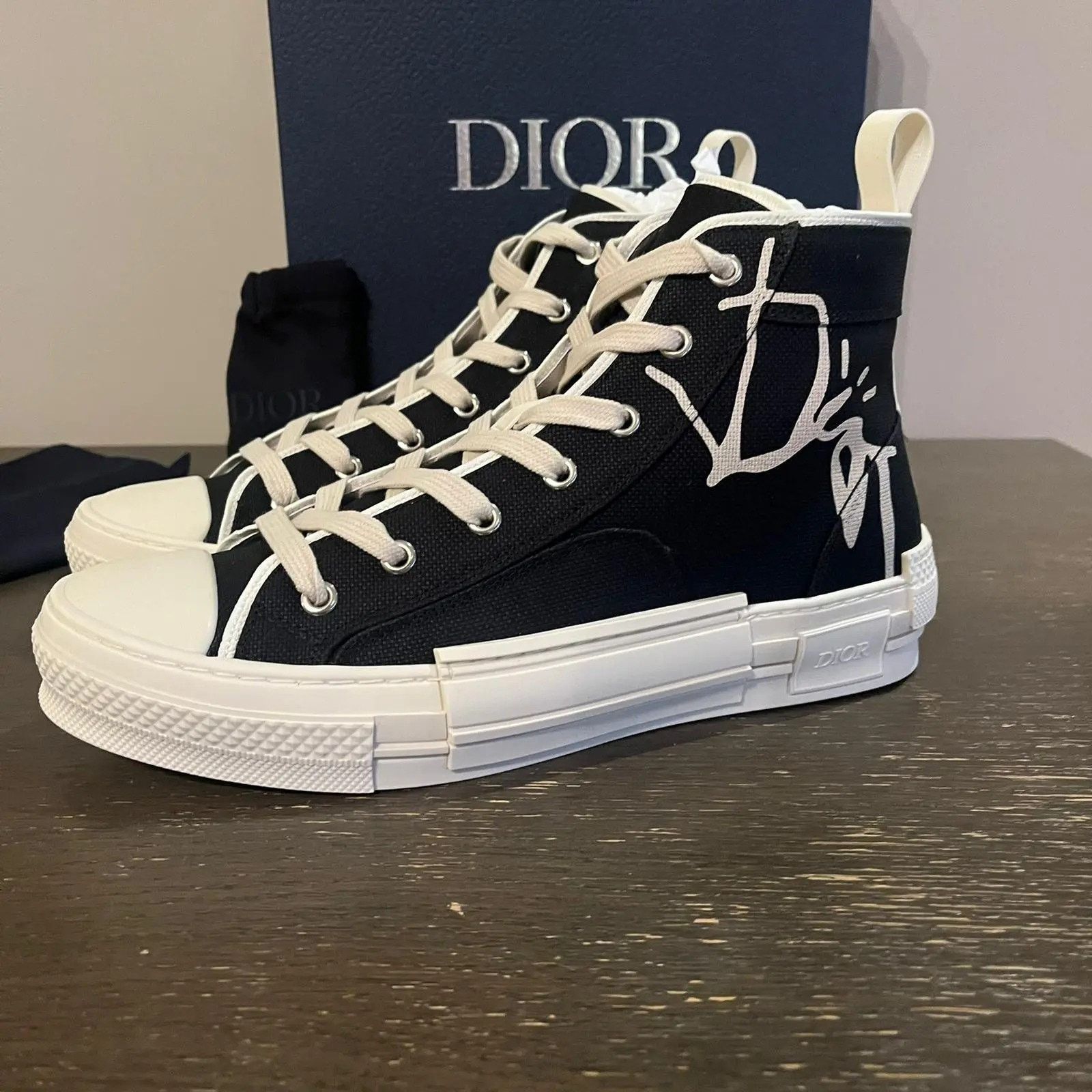 Dior × Travis Scott Cactus Jack B23 High Top Logo Sneakers in Black Size US 6 / EU 39 - 3 Thumbnail