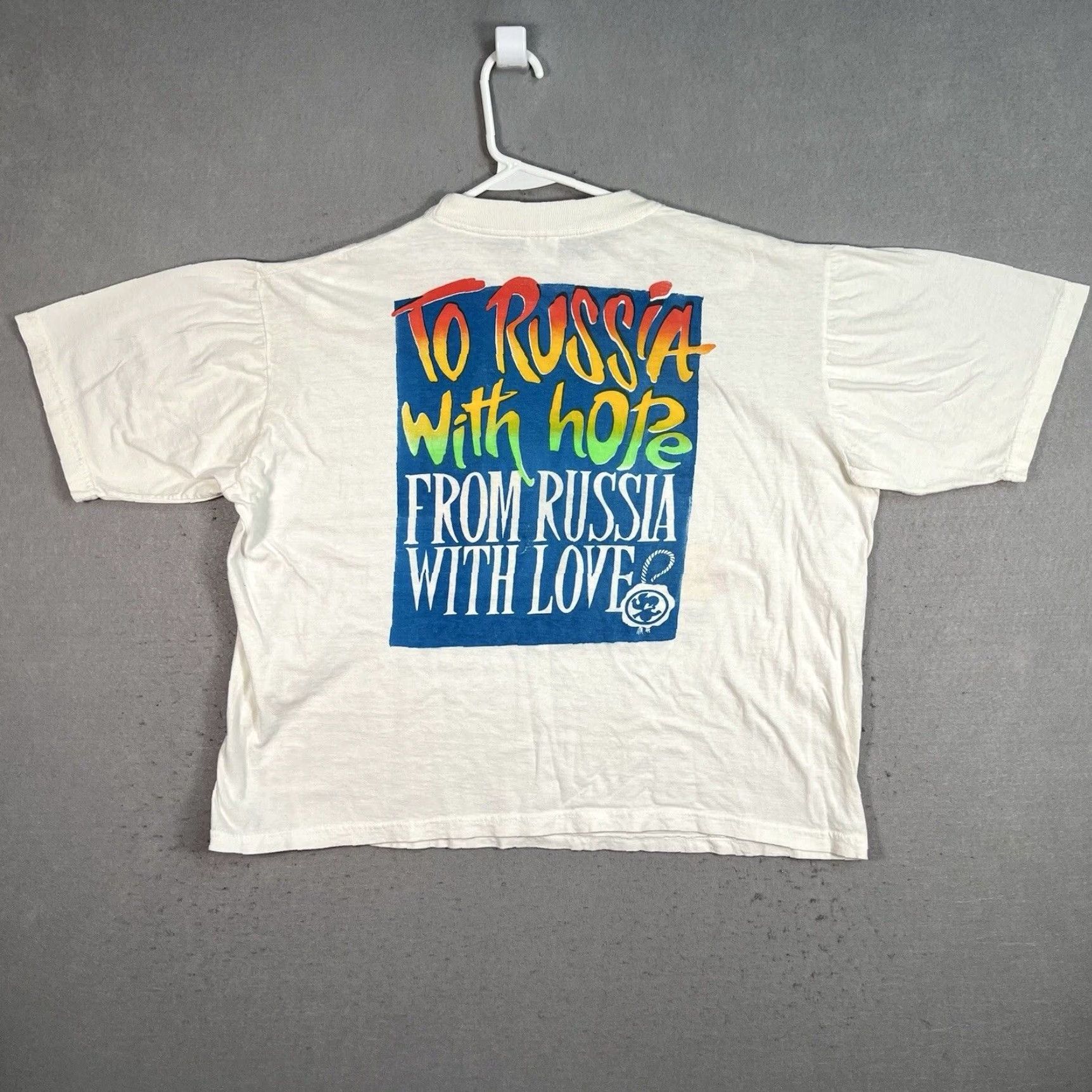 Vintage VTG 1997 Europe Without Borders Russia With Love T Shirt Adult XL White Men Short Sleeve Cotton Graphic Tee Sportswear/Beach 1990s Size US XL / EU 56 / 4 - 2 Thumbnail