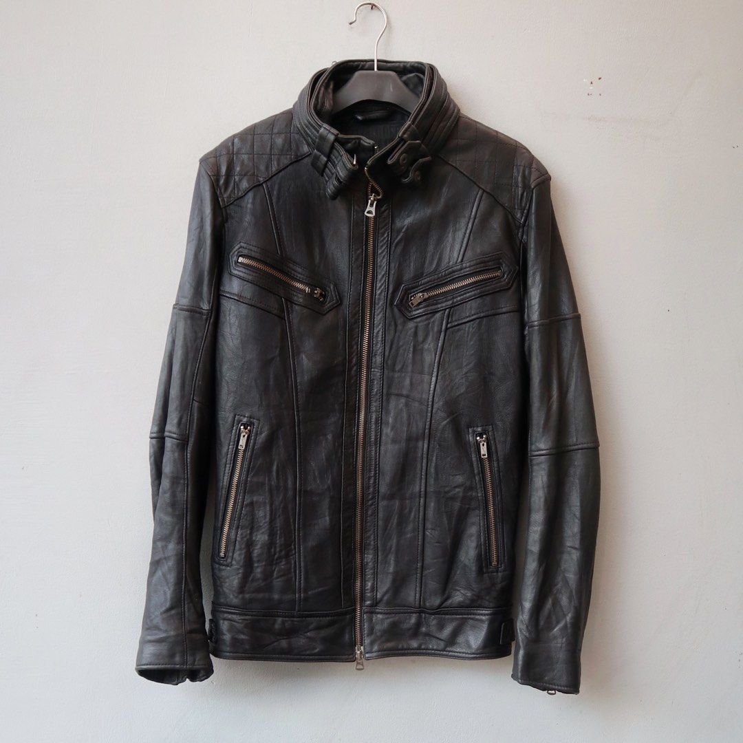 image of 14Th Addiction x Kmrii 2000S Jackrose - Biker Leather Jacket in Black, Men's (Size Medium)