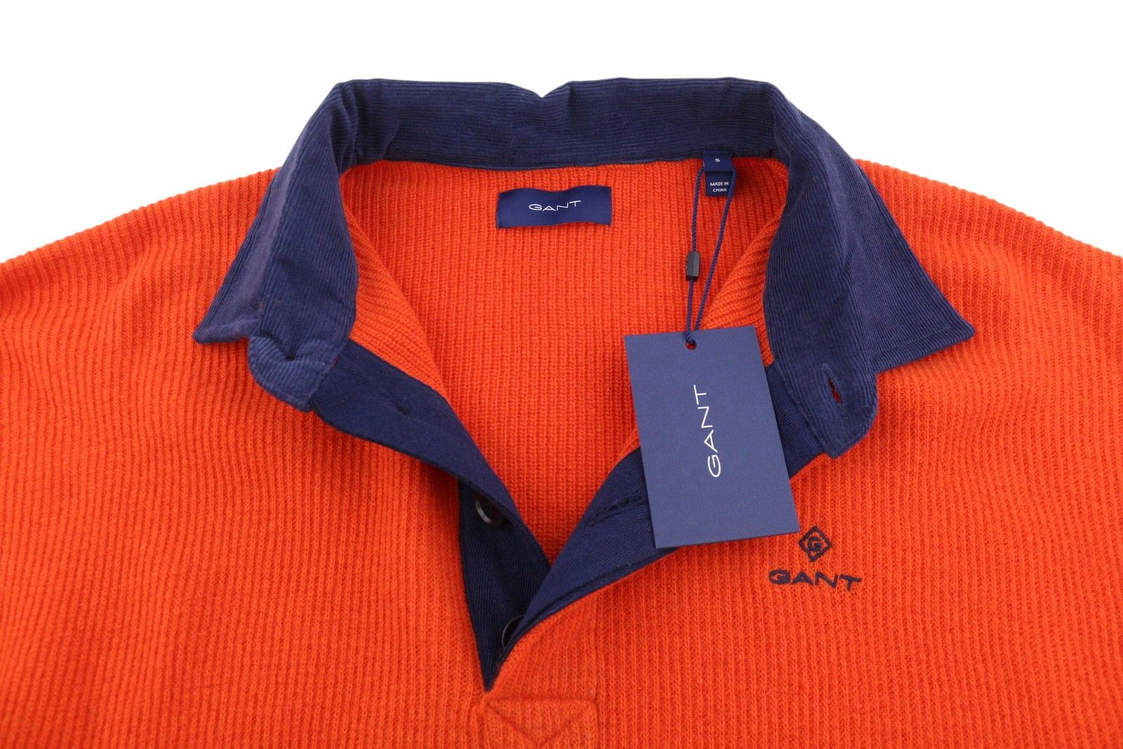 Gant LAMBSWOOL RIB RUGGER S Pumpkin Orange Wool Knit 88120 Size US S / EU 44-46 / 1 - 4 Thumbnail