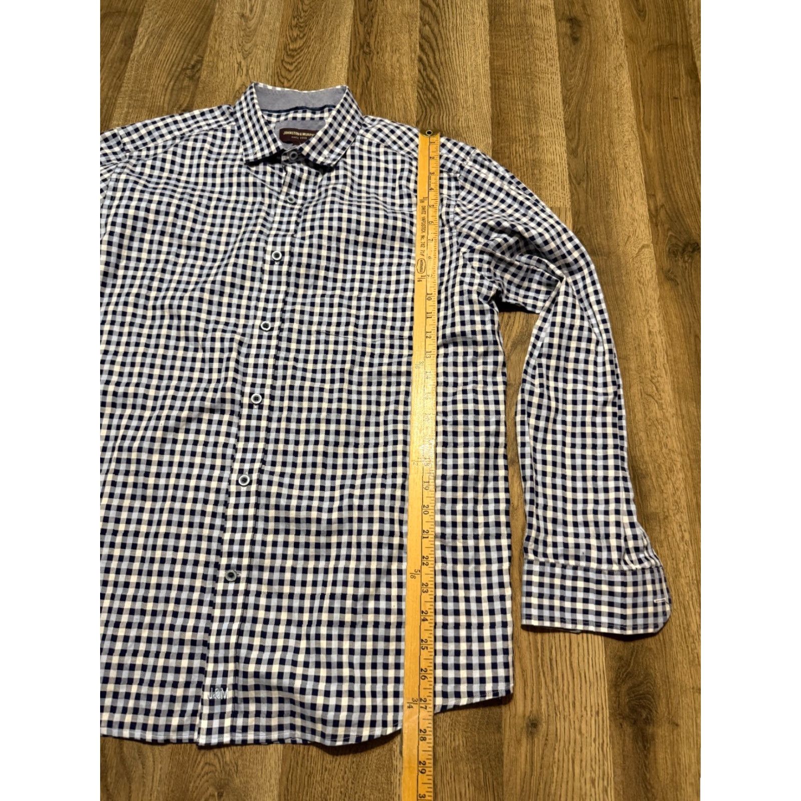 Johnston & Murphy Johnston & Murphy Shirt Men Large Blue Plaid Long Sleeve Button-Up Size US L / EU 52-54 / 3 - 7 Thumbnail