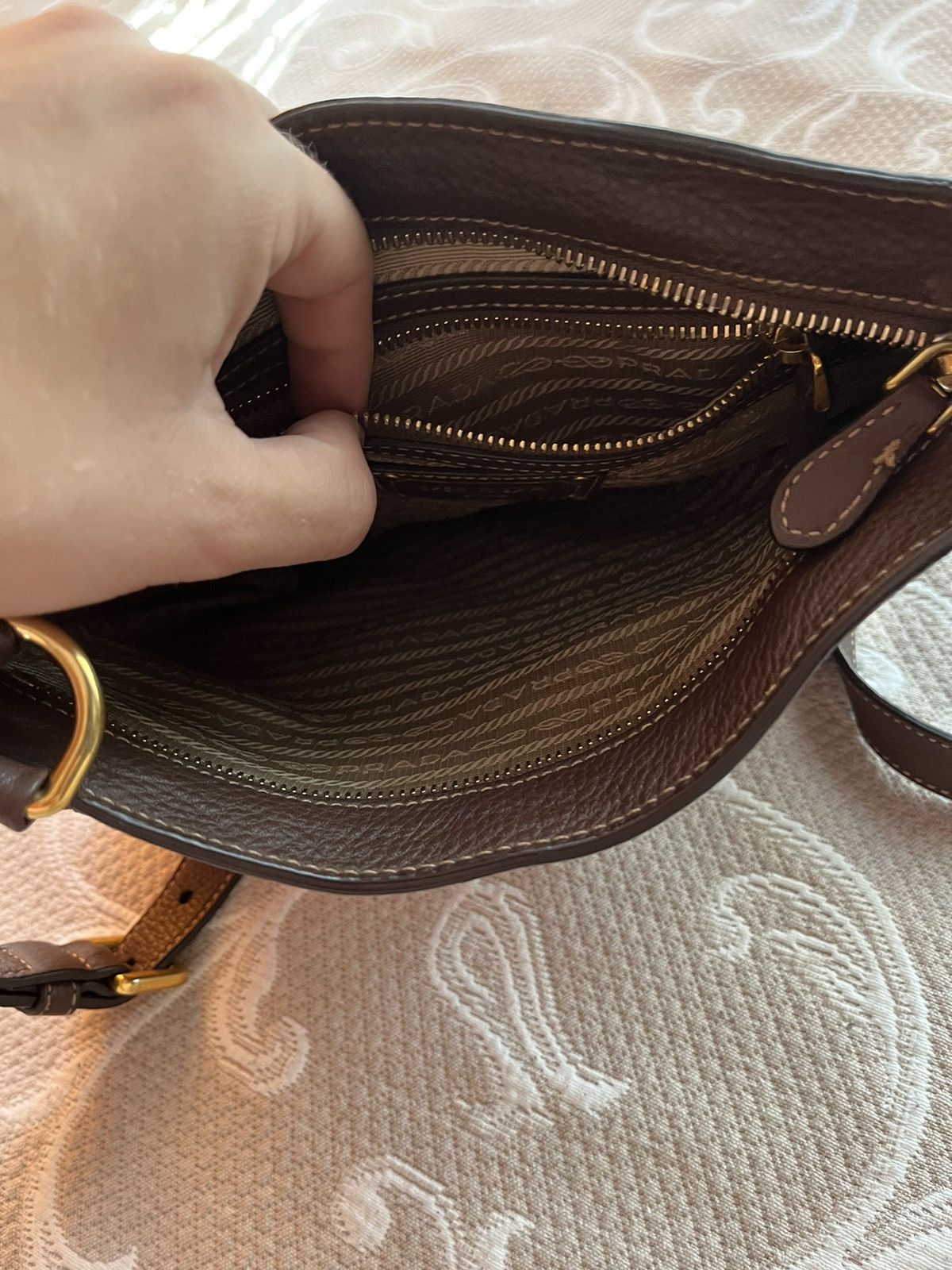 Prada Prada Logo Jacquard Canvas and Leather Messenger Bag Size ONE SIZE - 11 Thumbnail