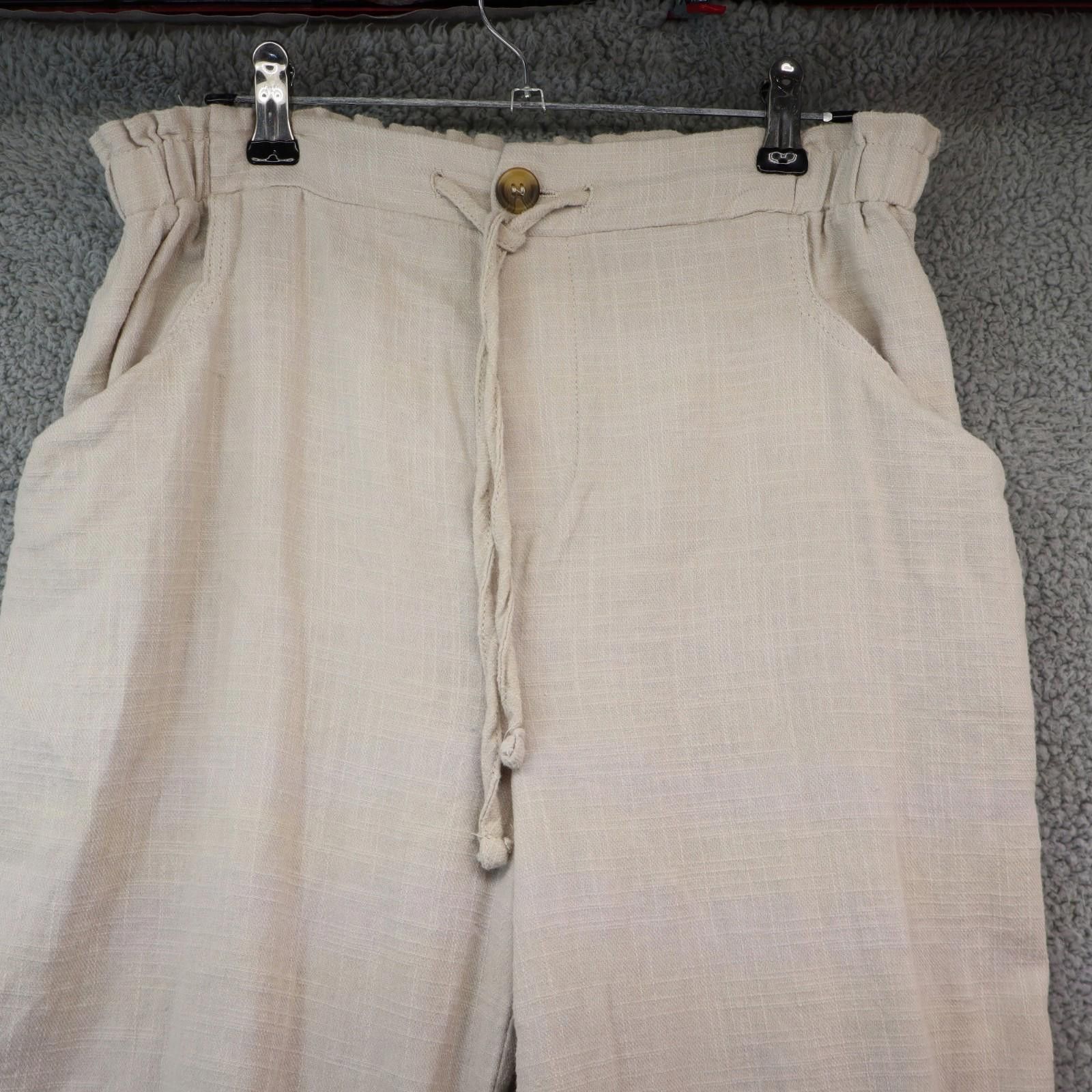 Other Rachel Paige Womens Wide Leg Pants Large Beige Twill Boho Size 36" / US 14 / IT 50 - 2 Thumbnail