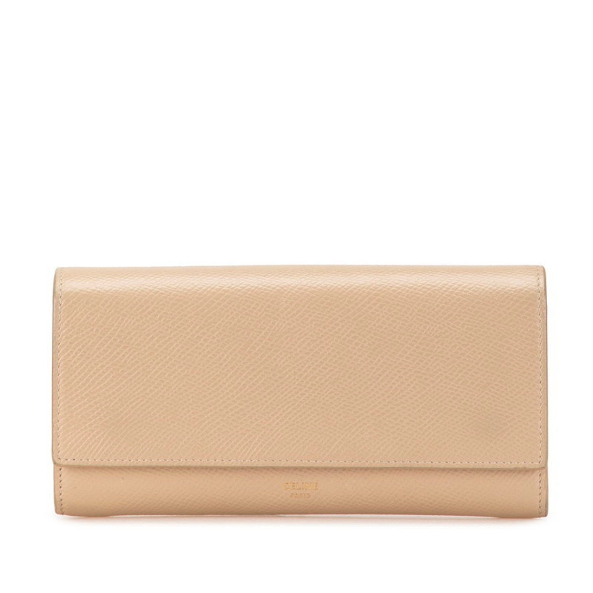Celine Celine Large Flap Wallet Long 10B563 Beige Leather Women's CELINE Size ONE SIZE - 1 Thumbnail