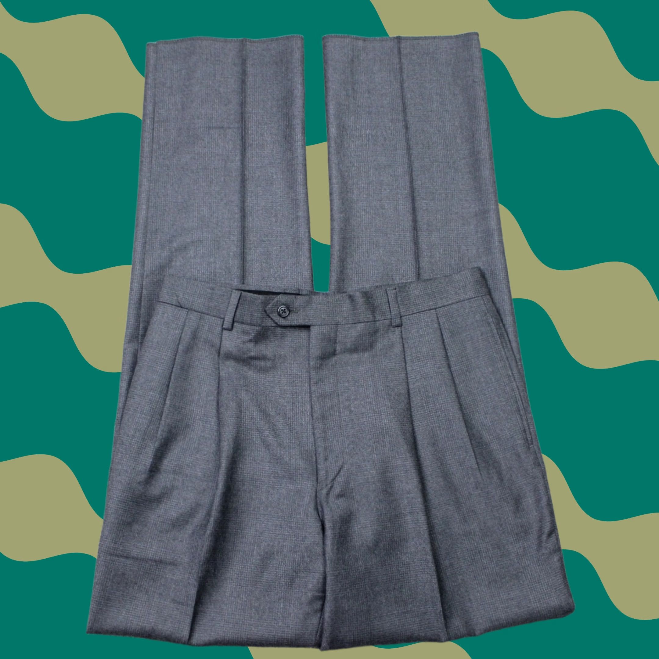 Jos. A. Bank Pants Mens 33 Gray Pleated Unhemmed 100% Wool Signature Collection Dress Pants