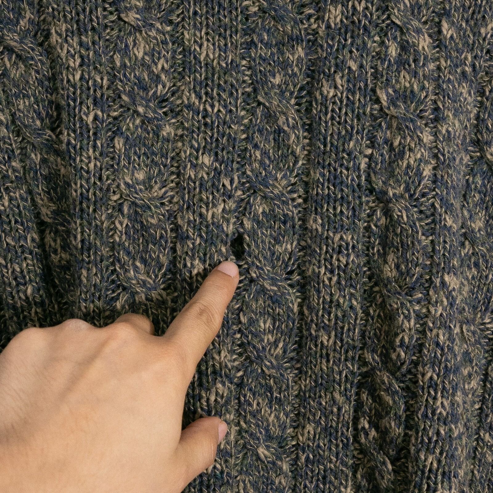 Vintage Vintage Cable Knit Cotton Sweater Mens 2XL Mock Neck Raw Hem Size US XXL / EU 58 / 5 - 8 Thumbnail