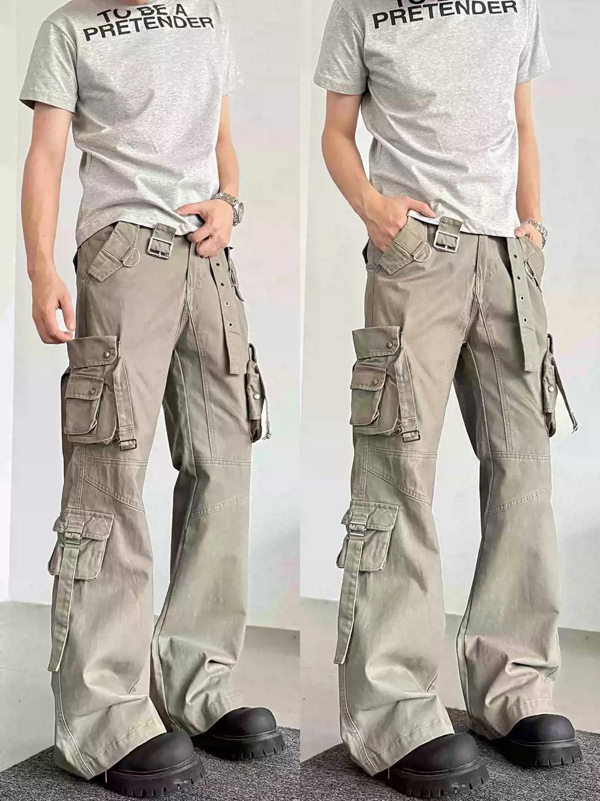 Other Beige Wide Leg Cargo Pants, Utility Style Trousers Size US 32 / EU 48 - 3 Thumbnail