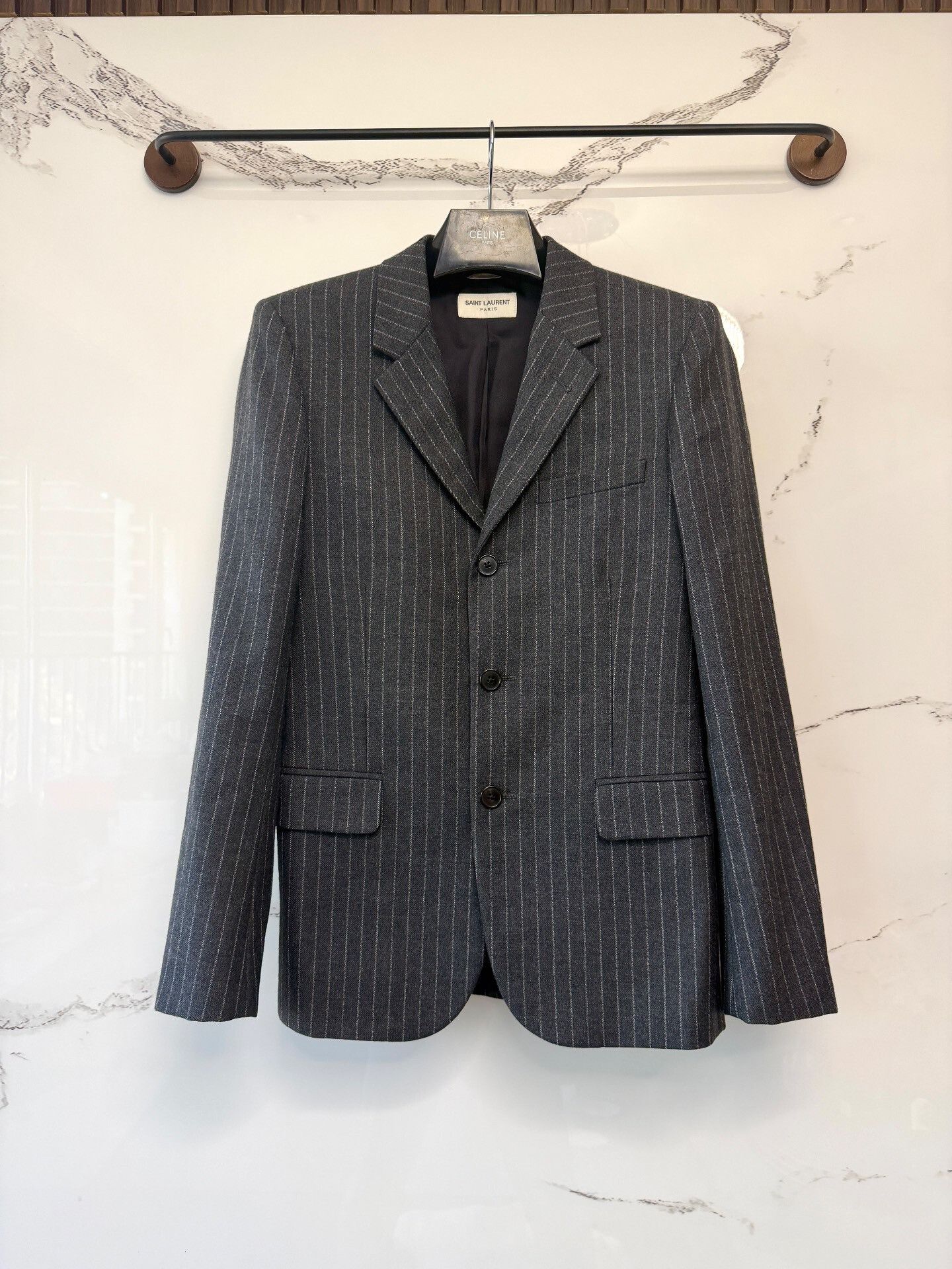 Yves Saint Laurent saint laurent striped wool suit jacket Size US L / EU 52-54 / 3 - 1 Thumbnail