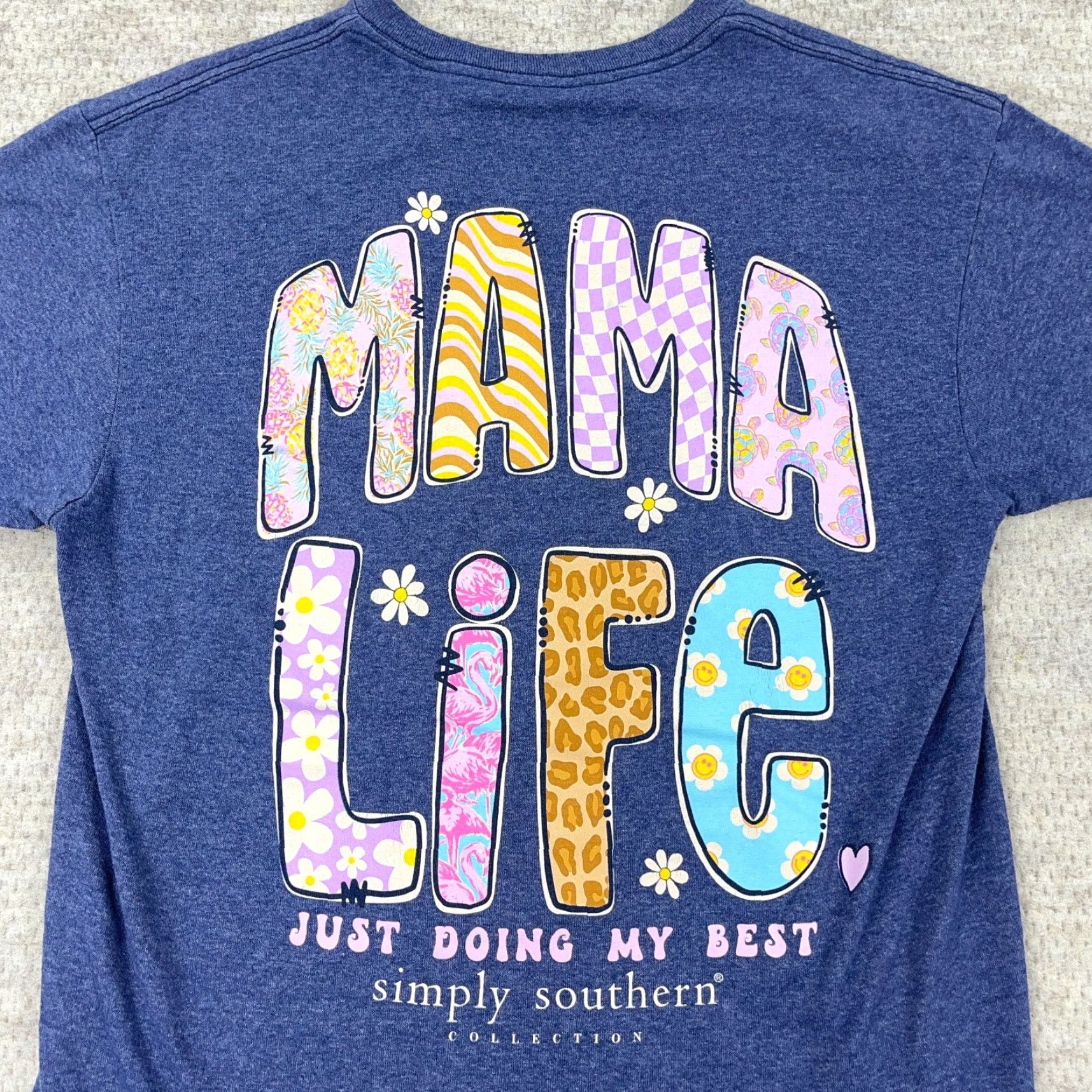 Vintage Simply Southern Shirt Women Medium Blue Mom Life T-Shirt Casual Short Sleeve Size M / US 6-8 / IT 42-44 - 3 Thumbnail