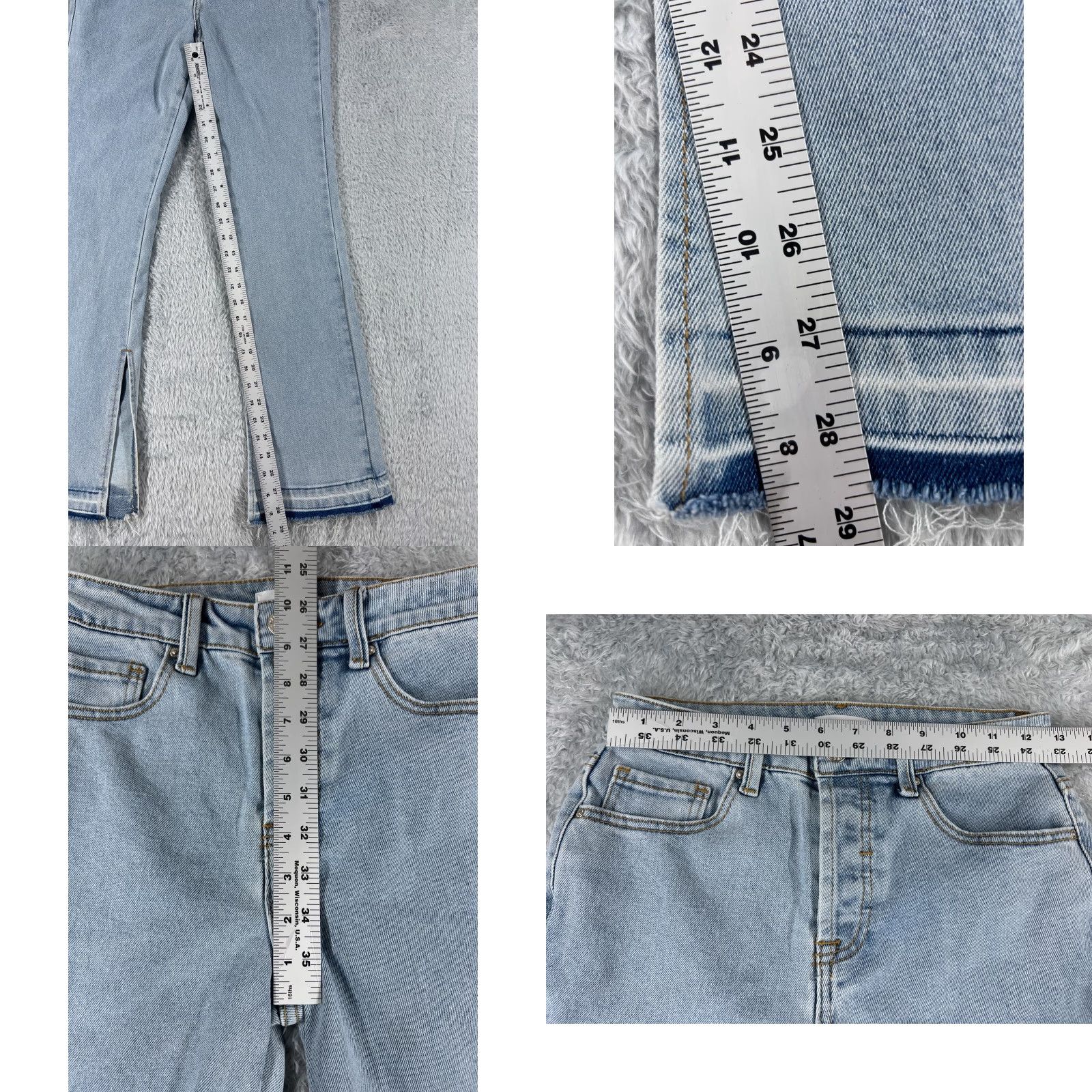 Forever 21 FOREVER 21 Jeans Women 24 Blue Denim Flared Slit Ankle Mid Cotton 24x29 Vintage No Size 42" / US 20 - 8 Thumbnail