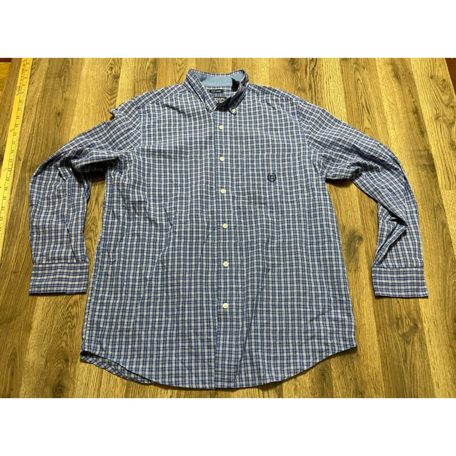 Chaps Chaps Shirt Men’s Size Medium Blue White Plaid Button Down Easy Care Size US M / EU 48-50 / 2 - 2 Thumbnail