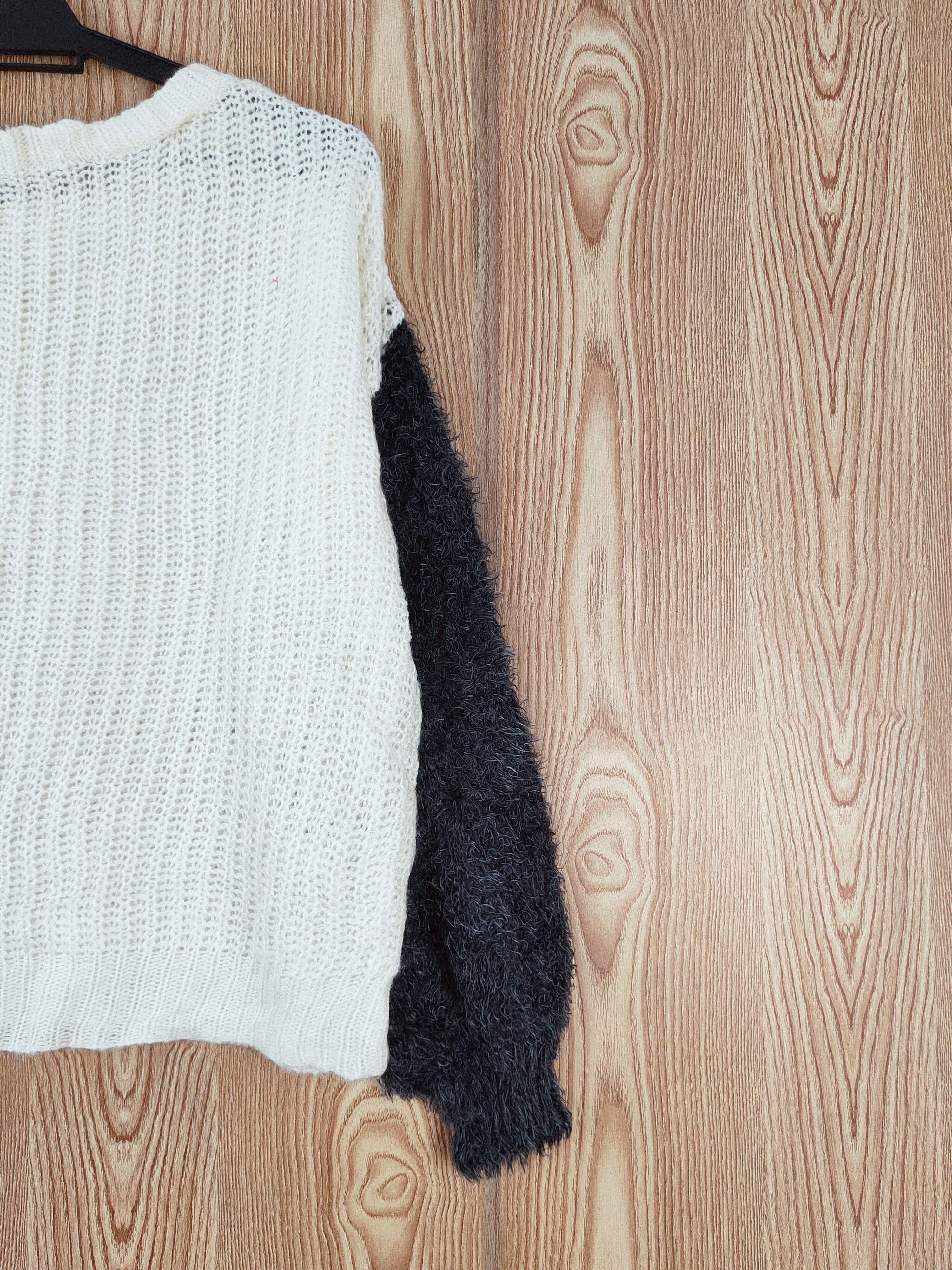 Japanese Brand × Vintage DIRZ Cream Black Fur Mohair Knitwear #W813 Size M / US 6-8 / IT 42-44 - 9 Thumbnail