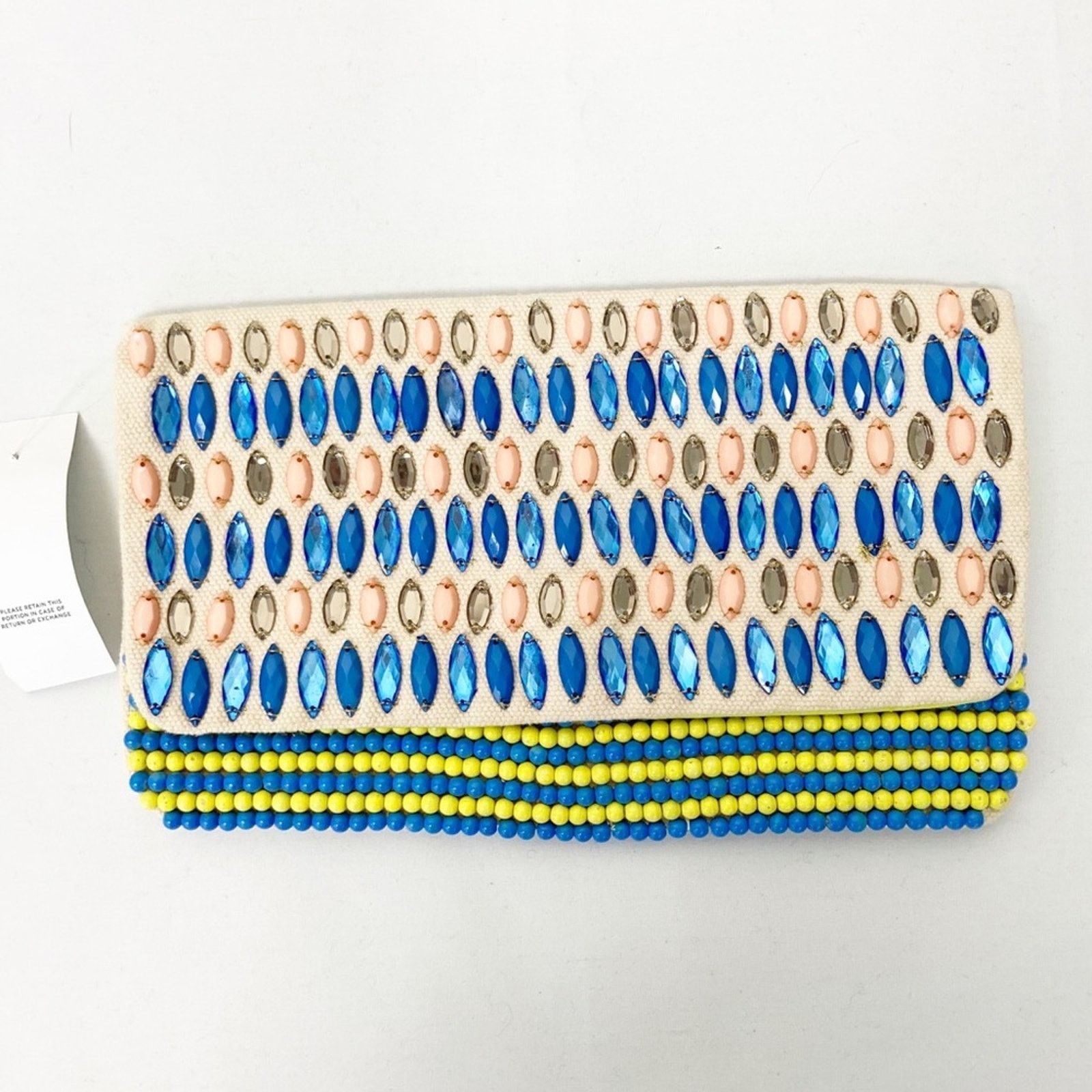 Loft Loft Blue Yellow Beaded Gem Clutch Size ONE SIZE - 6 Thumbnail