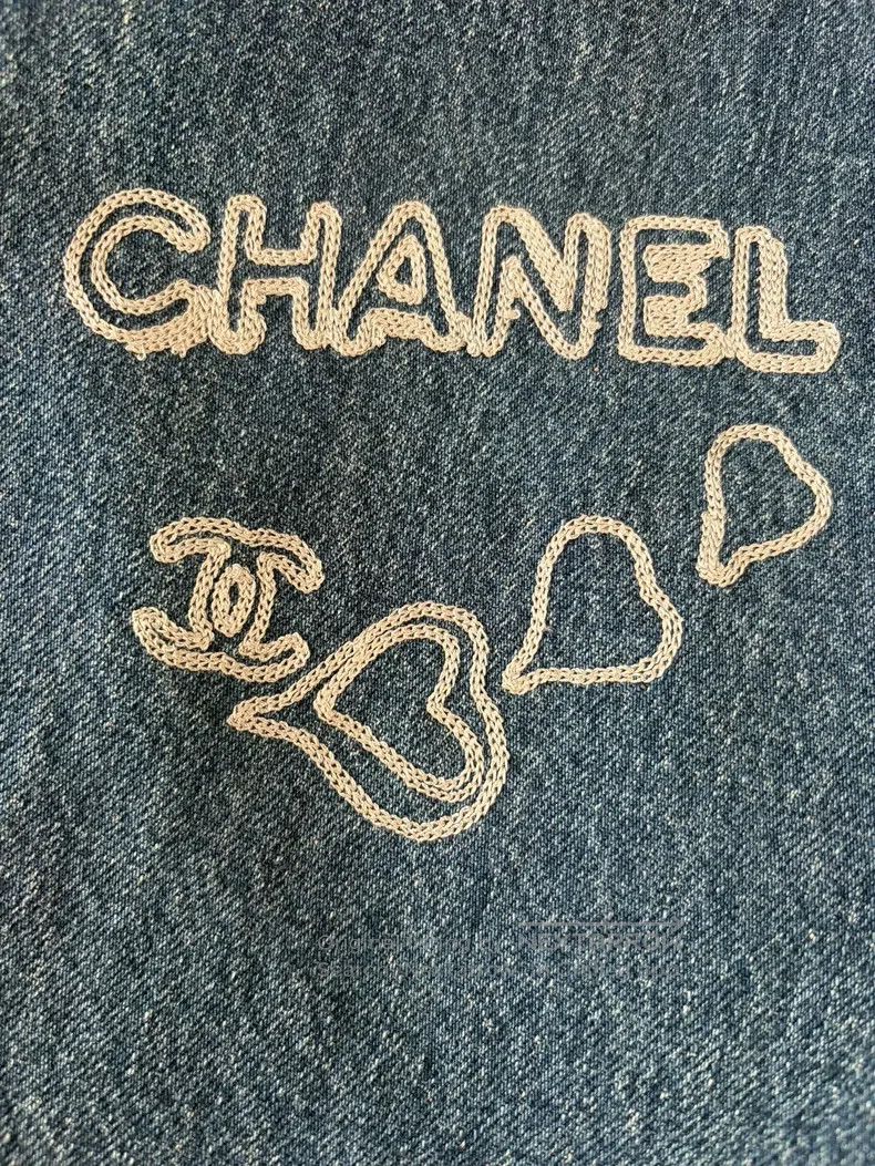 Chanel Chanel Autumn and winter love embroidery graffiti blue str Size 25" / US 0 / IT 36 - 4 Thumbnail