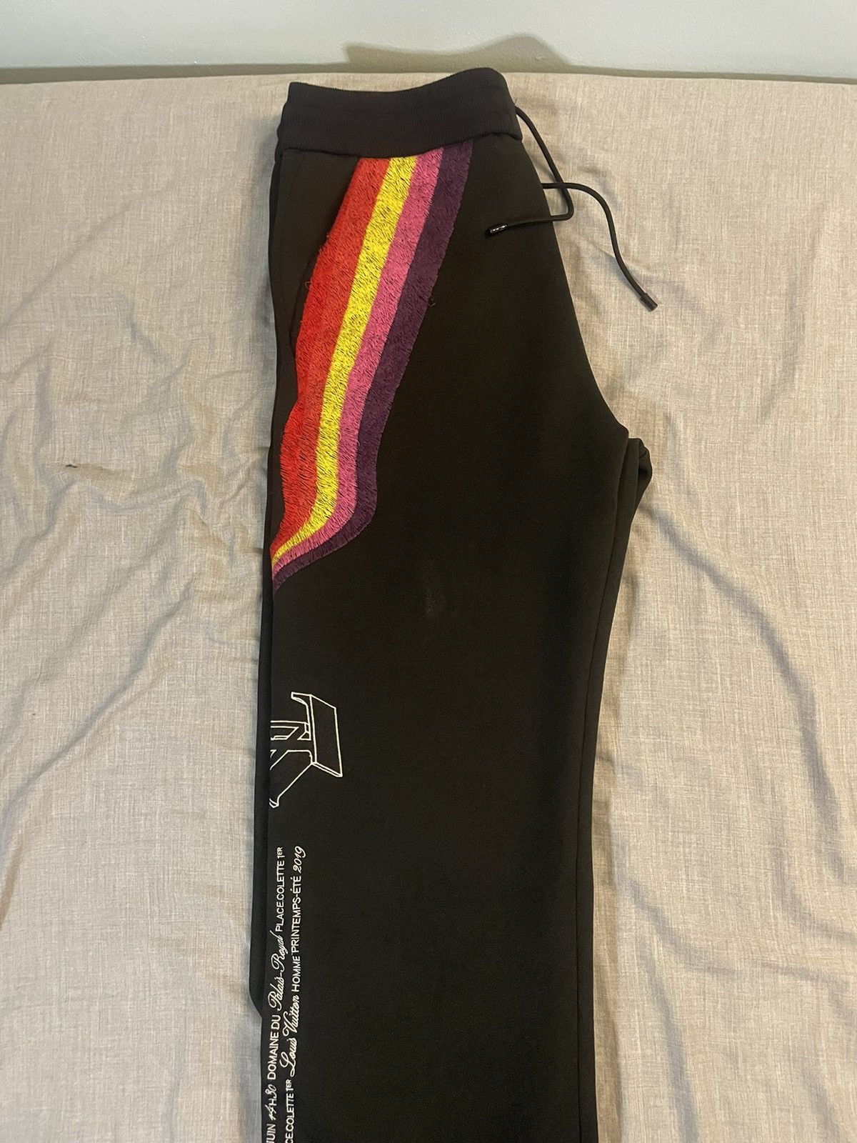 Louis Vuitton Louis Vuitton Embroidered Black Track Pants Size US 31 - 3 Thumbnail