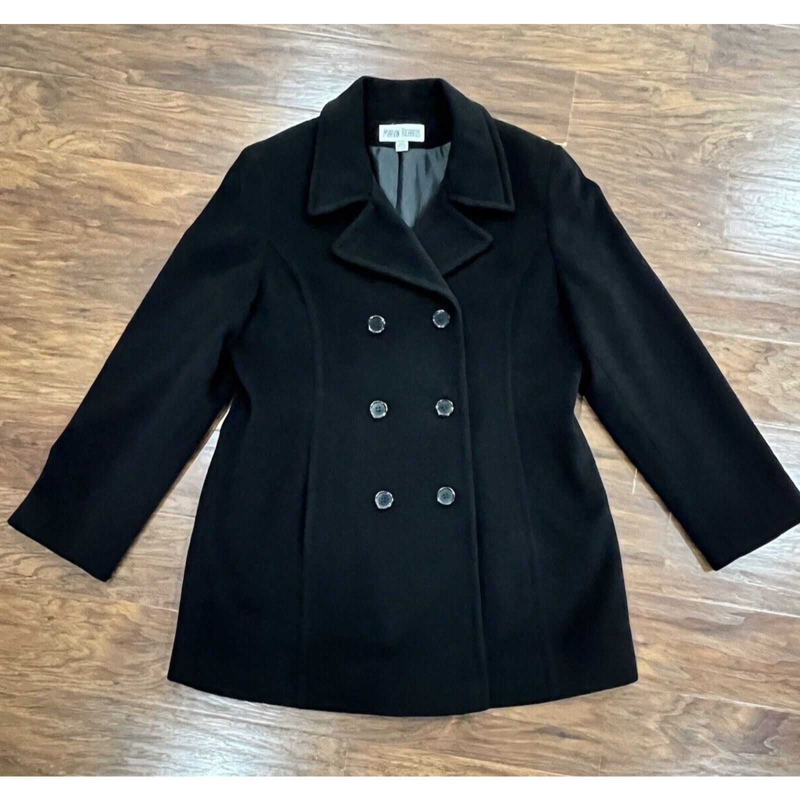 Other Vintage Marvin Richards BLACK Peacoat - Women's Size Large Size L / US 10 / IT 46 - 1 Thumbnail