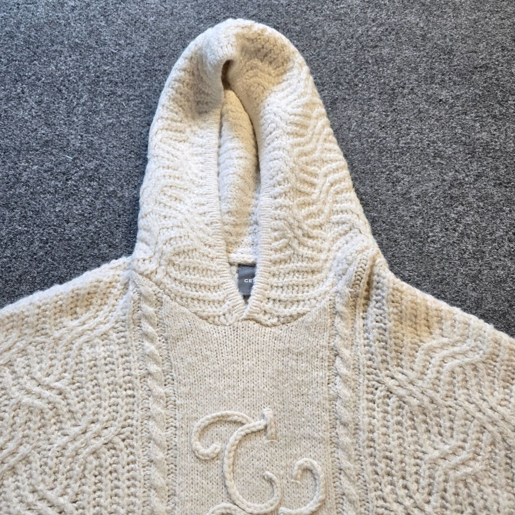 Vintage Cernucci Sweater Womens Medium White Wool Spliced Cable Knit Fisherman Hoodie Size M / US 6-8 / IT 42-44 - 2 Thumbnail